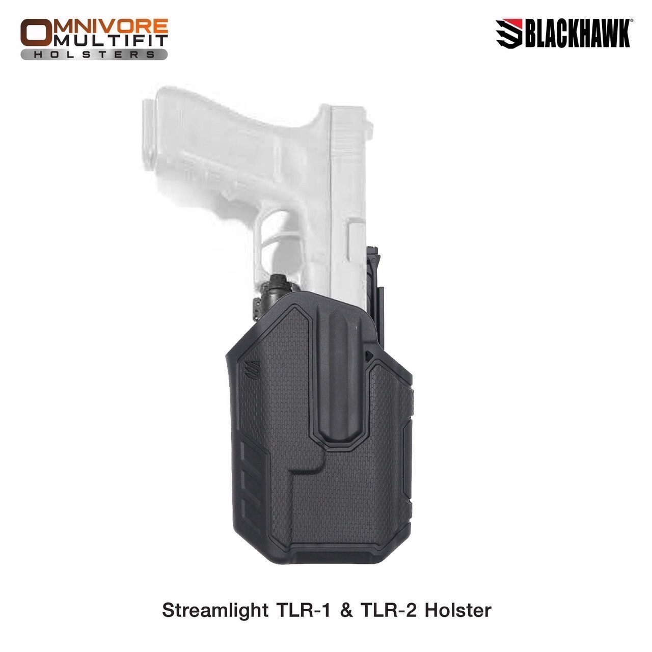 New. ซองปืนพกนอกปลดนิ้วโป้ง Black Hawk รุ่น Omnivore (Omnivore Multifit Holsters) (ซองปืน+ไฟฉาย) ✅ไฟฉายที่ใส่ได้ TLR-1 และ X300 คุณสมบัติ : #สินค้าเป็นซองปืนที่ออกแบมาให้ ปืนที่ติดเรทดอท และ ไฟฉาย โดยเฉพาะ #สามารถใช้กับปืนพกได้หลายรุ่น เช่น Glock 1