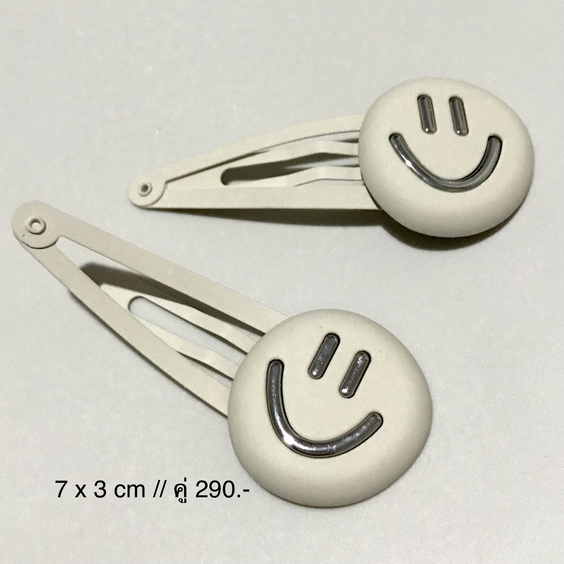 กิ๊บป๊อกแป๊กคู่เกาหลี smile สีขาวนวล *คู่ละ สวยน่ารักมากค่ะ คลาสสิค ขนาด 7 x 3 cm กิ๊บแน่น งานพรีเมี่ยม ไม่บอบบาง ไม่บาดไม่คม #MadeinKorea #กิ๊บเกาหลี #lovebyfern