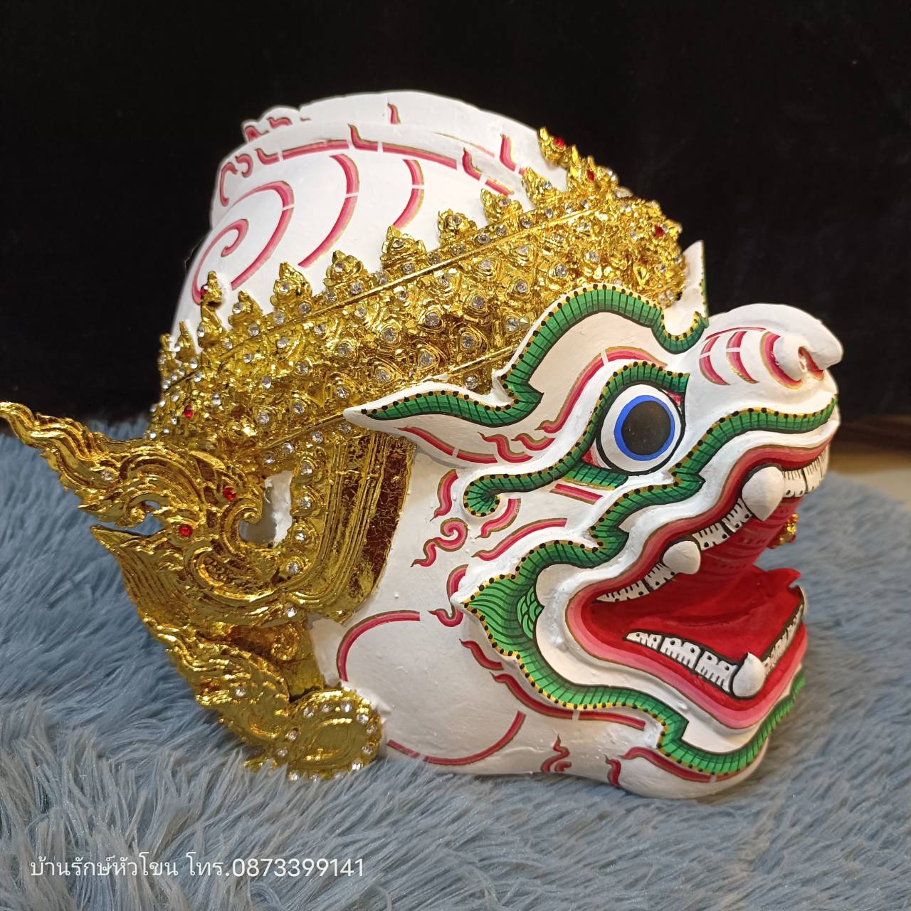 หัวโขนลิง ติดผนัง (ลิงขาว หนุมาน) เกรดพรีเมี่ยมประดับเพชร