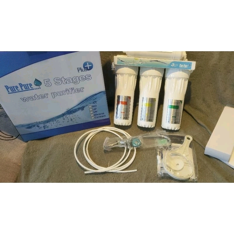 เครื่องกรองน้ำดื่ม 5 ขั้นตอน Pure Pure กรองน้ำได้สะอาด ขจัดตะกอน หินปูน สี กลิ่น สารเคมีที่ปะปน ครบชุดพร้อมติดตั้งง่าย