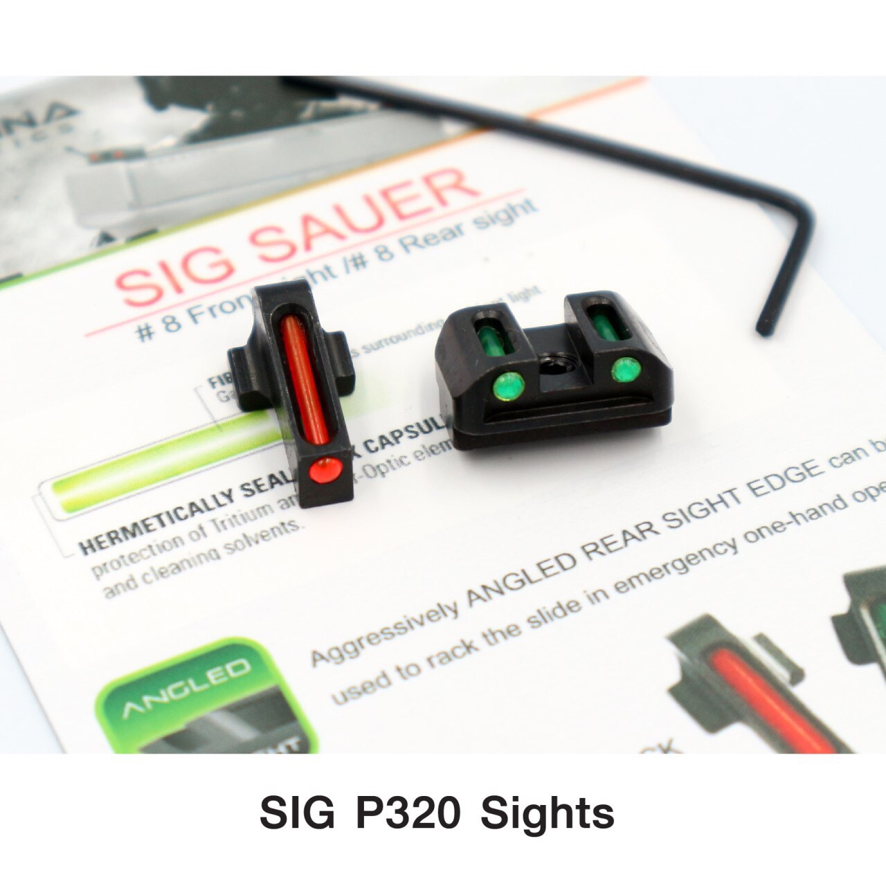 👉...SIG P320 Sights -ศูนย์หน้า-หลัง SiG Sauer P320 - #8 front sight/ #8 rear sight -หลอด Fiber optic เรืองแสงกลางวัน (Day sight Only) -จับเป้าได้รวดเร็ว มองเห็นได้ง่าย - มาพร้อมประแจหกเหลี่ยม 2 สี : เขียว แดง ราคาส่ง