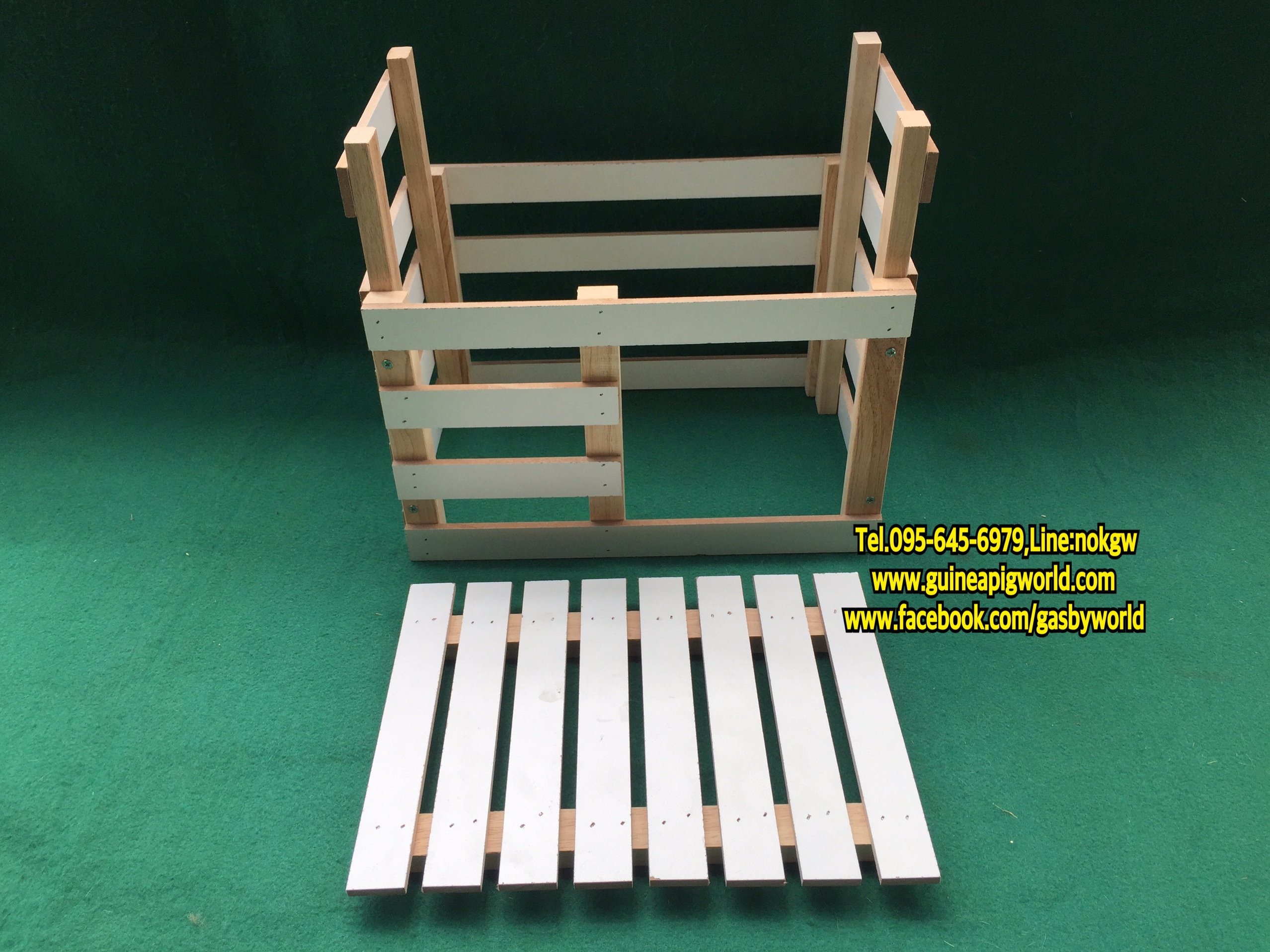 บ้านไม้ระแนง 23x36xh.31cm.สำหรับสัตว์เล็ก เปิดพื้นบนได้ ไม่ร้อนอบ ไว้มุดเล่น