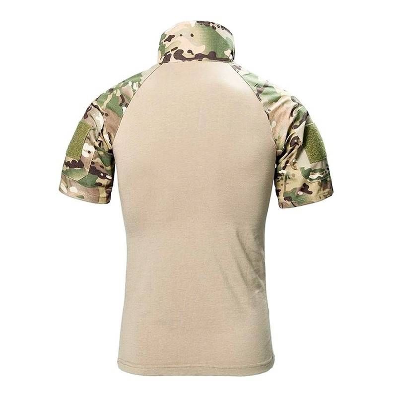 เสื้อ Battle Shirt แขนสั้น ลำตัวผลิตจากผ้า Cotton + Spendex ยืดได้ แขนข้างผลิตจาก ผ้า ripstop ( ผ้าตาราง ) รอบอก สามารถยืดได้ ถึง 2 นิ้ว ใส่สบาย ใส่กระชับ ไม่อึดอัด แถมยังระบายเหงื่อได้อย่างดี มีแผ่น Velcro ทั้ง 2 ข้าง ติดอาร์มต่างๆ ได้ มีช่องซิบใส่ของ ซ่