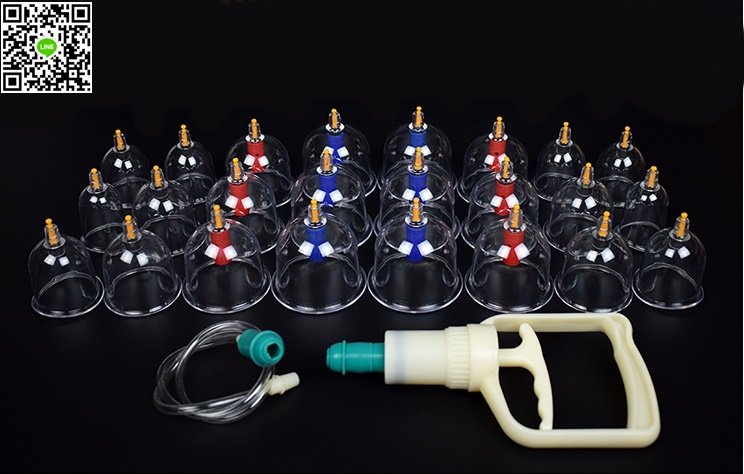 HE-110ถ้วยดูดสุญญากาศรักษาโรค ครอบแก้วสุญญากาศรรักษาโรค (Vacuum Cupping) แบบ24ถ้วย