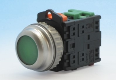 ปุ่มกดมีไฟ สีแดง Illuminated Push Button Switch 1NO,1NC รู 30 mm ไฟ 12V AC/DC