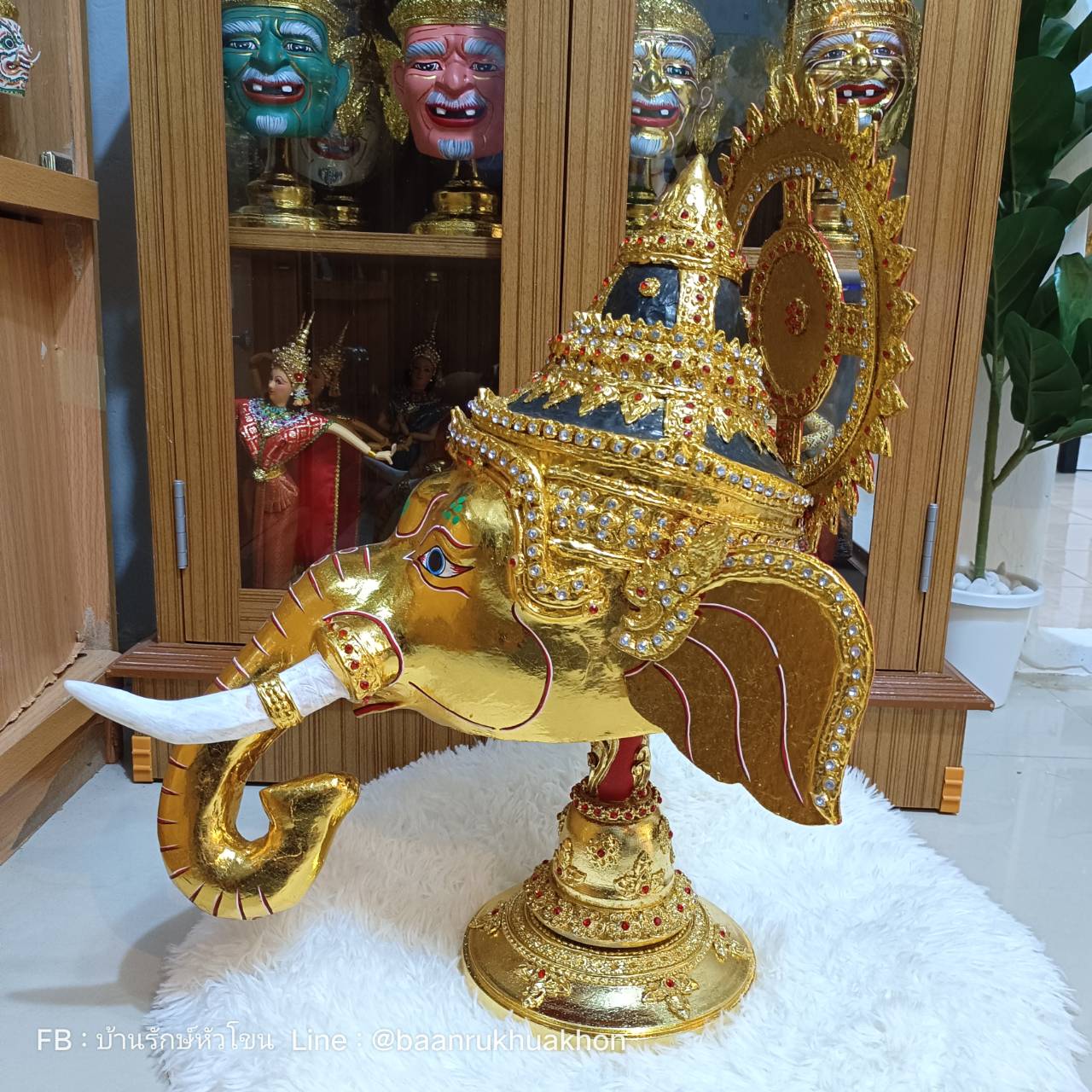 เศียรครู พระพิฆเนศ (หน้าทอง) ขนาดครอบ