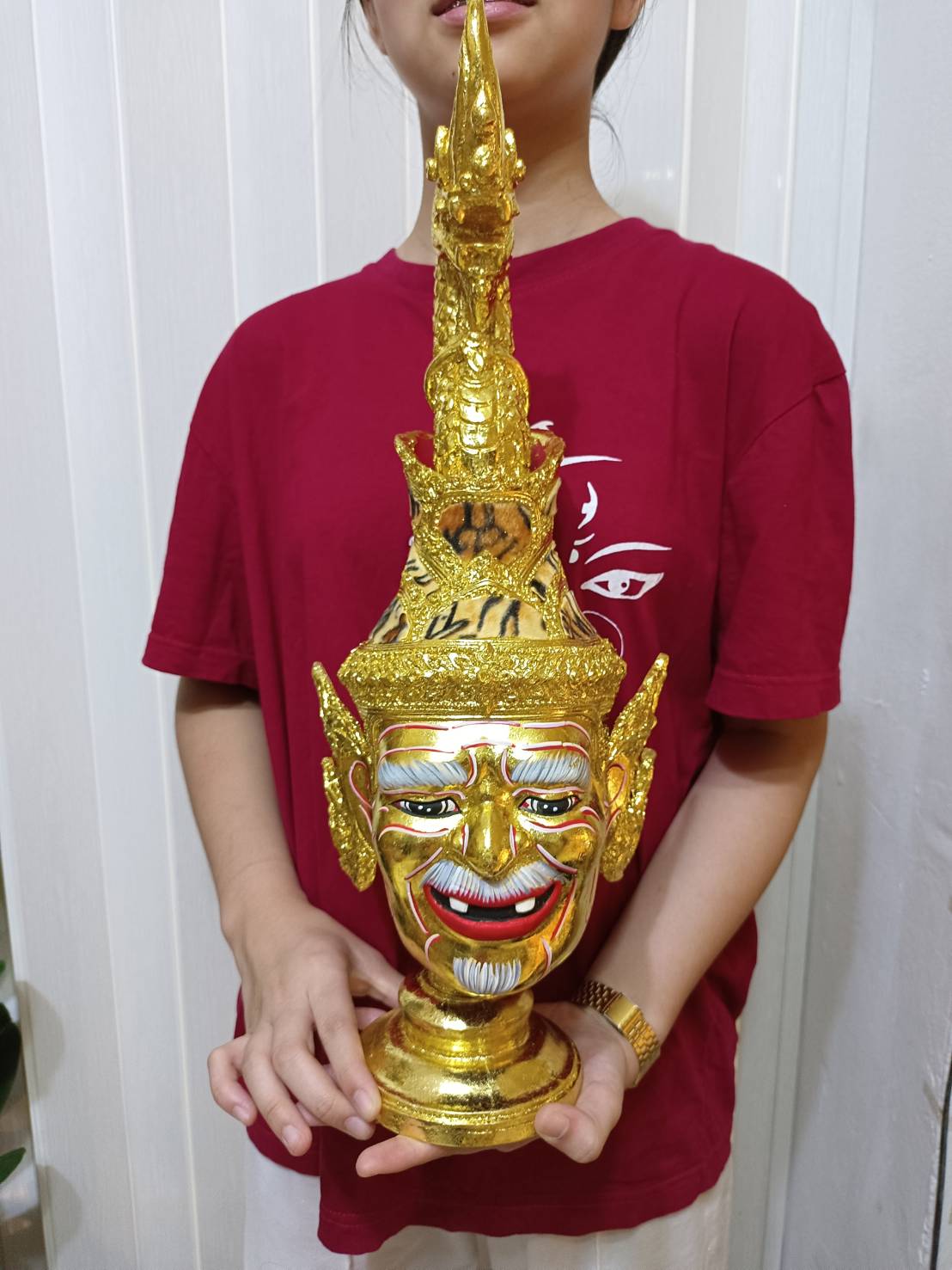 ปู่ภุชงค์ (ปู่พญานาค) ขนาดผลส้มโอ พร้อมฐานปิดทอง