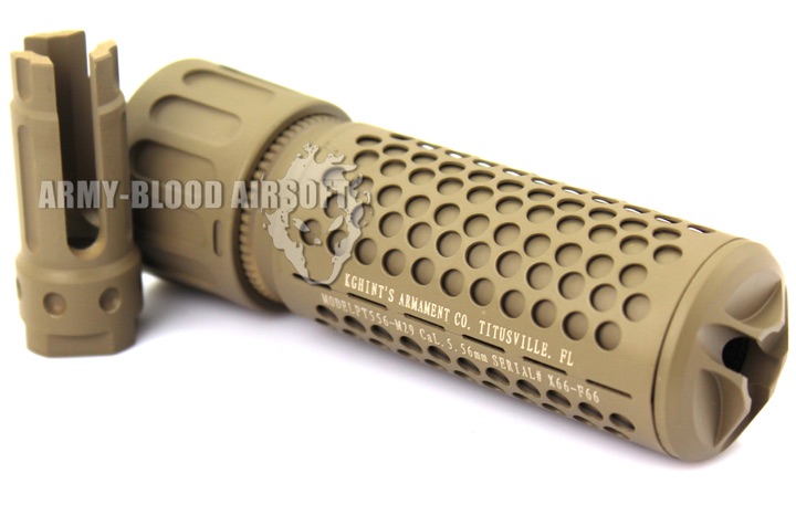 Knight's Armament QDC CQB Barrel Extension KAC 556 QDC CQB Airsoft Dummy Quick Detach Suppressor (CQB Length,DE)