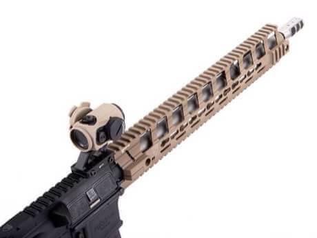 New.ชุดหน้า Fortis REV Cmmg.22 12นิ้ว - งาน CNC น้ำหนักเบาเพียง 25กรัม - ใช้ติดตั้งกับแกน Delta Ring ได้เลย (ดูตามรูป) - มีช่องสำหรับอุปกรณ์ Keymod - มีราง20mm มาตรฐาน - มีช่องหูกวิน 4 ช่อง - มีสีดำ/ทราย ราคาพิเศษ