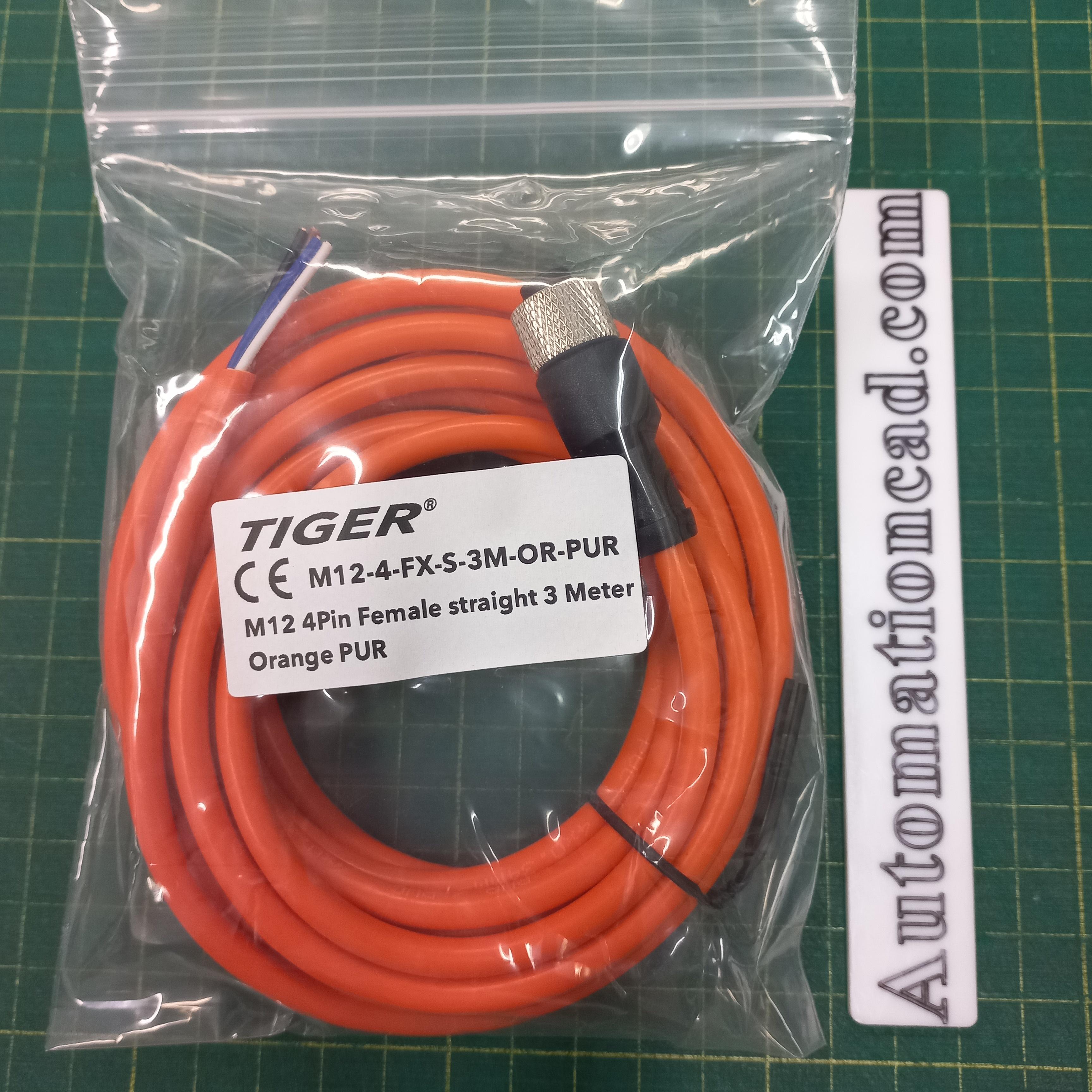 สายพร้อม CONNECTOR (PUR) แบบตรง เกลียว M12 ตัวเมีย แบบ 4 ขา ยาว 3m.