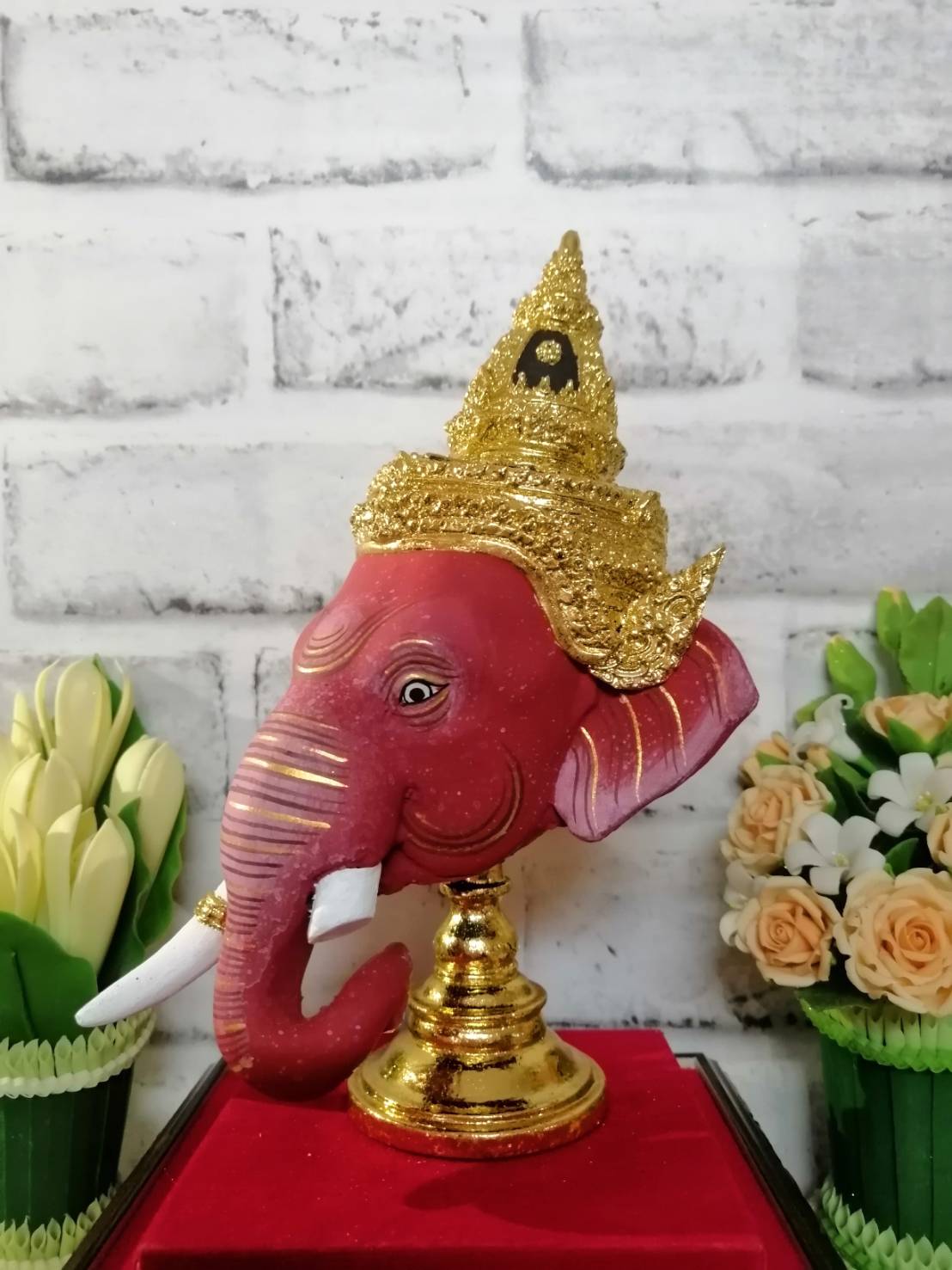 พระพิฆเนศ ขนาดกลาง เรซิ่น พร้อมฐานปิดทอง