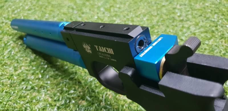 #ปืนอัดลมทรงแข่งขันTaichi .177cal. Co2 Pistol เบอร์1 Price 13,500฿. 🆓️ลูก+Gas Co2🆓️ ✔Made in Taiwan ✔ไกปืนระบบนกสับ ✔เบอร์ 1 แรง 490+Fps. ✔ปืนพร้อมรางติดกล้องหน้าแคบ ✔ตัวครอบลำกล้องสามารถถอดออกได้ ✔