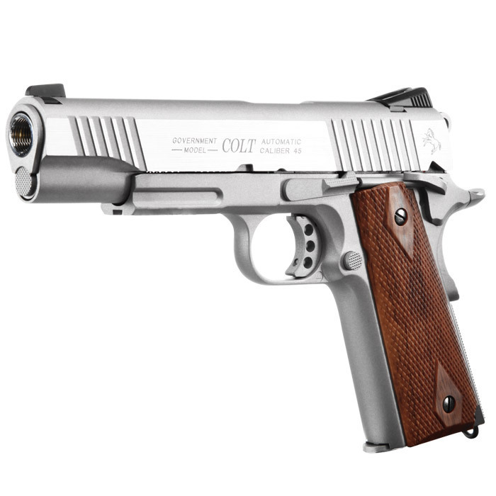 New.CoLt. 1911. Co2 cyber Gun. รางล่าง กริ๊บไม้ เฟรมเนื่อทรายเทา สไลด์เงิน ราคาพิเศษ
