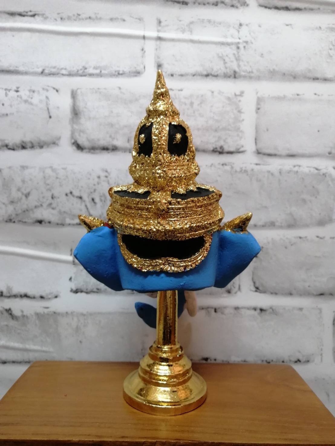 พระพิฆเนศ (สีฟ้า) ขนาดกลาง 4 นิ้ว พร้อมฐานทอง