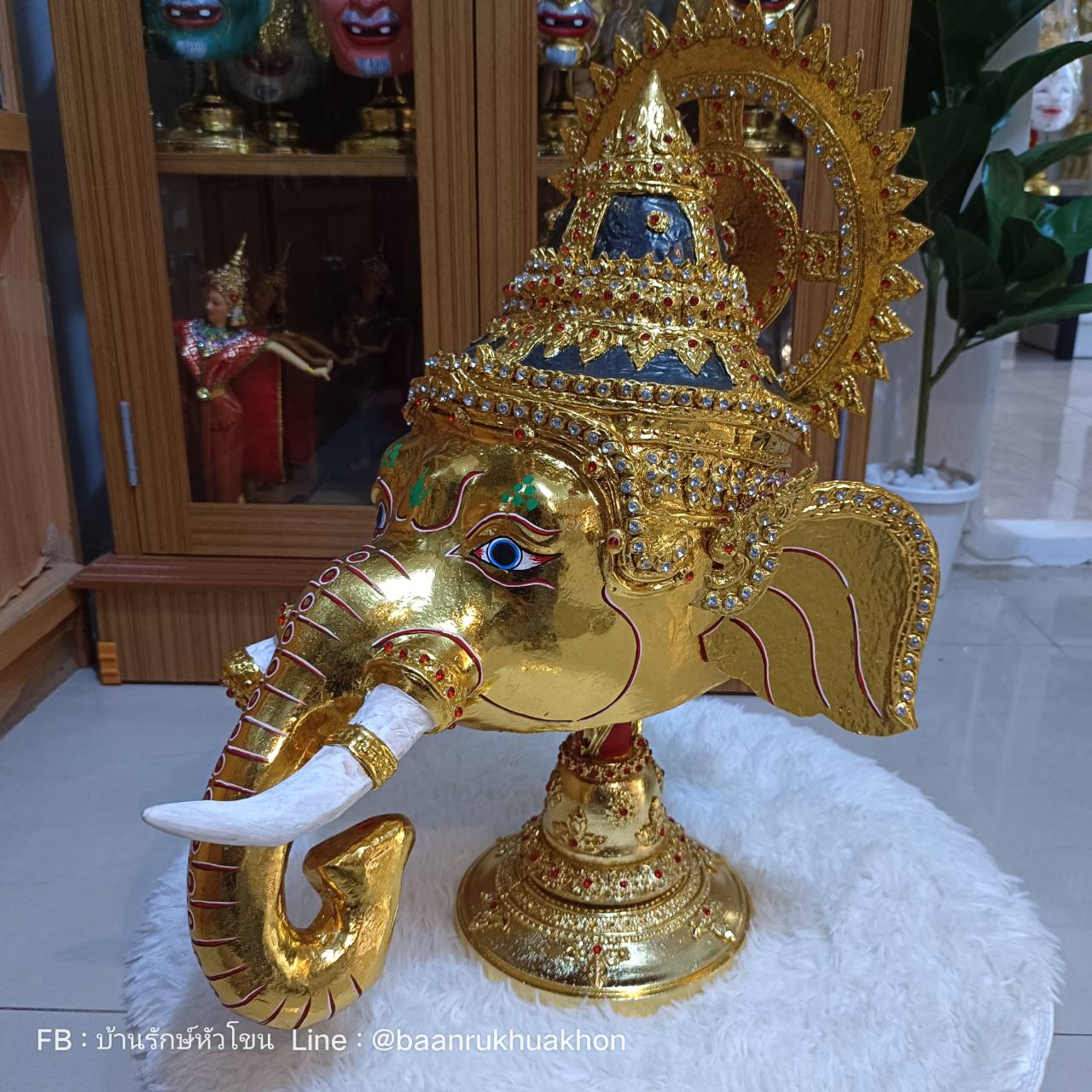 เศียรครู พระพิฆเนศ (หน้าทอง) ขนาดครอบ