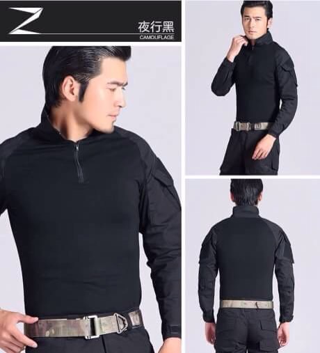 New.สีดำผู้ชายกองทัพทหารปืนเพนท์บอลยิงต่อสู้ Gen2 ยุทธวิธีกางเกงเสื้อที่มีแผ่นข้อศอกหัวเข่า สีดำ / ลายดิจิตอลทราย / ลายมัลติแคม / ลายดิจิตอลเขียว ไซร์ S / M / L / XL ราคาพิเศษ