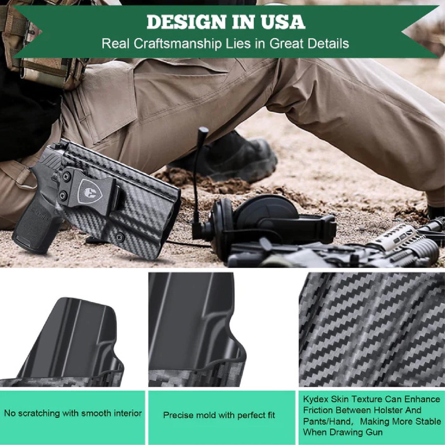 New.ซองพกใน Carbon Fiber Sig Sauer P320 Carbon Fiber Holster Sig Sauer P320 ( Warriorland ) ⚡ผลิตจาก Carbon Fiber คุณภาพสูง ⚡แผ่นหนา 2 mm. แข็งแรงทนทาน ⚡ออกแบบให้ซองคลุมรอบโกร่งไก ป้องกันอุบัติเหตุ ⚡ซองไม่เก็บความชื้น ทำความสะอ