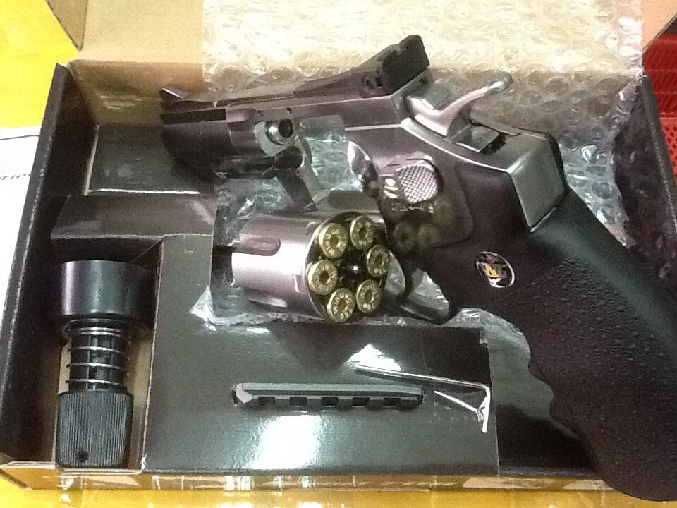 New.ปืนลูกโม่ 2.5 นิ้ว Magnum อัดแก๊ส Co2 สีเงิน - WinGun 708s. ราคาพิเศษ