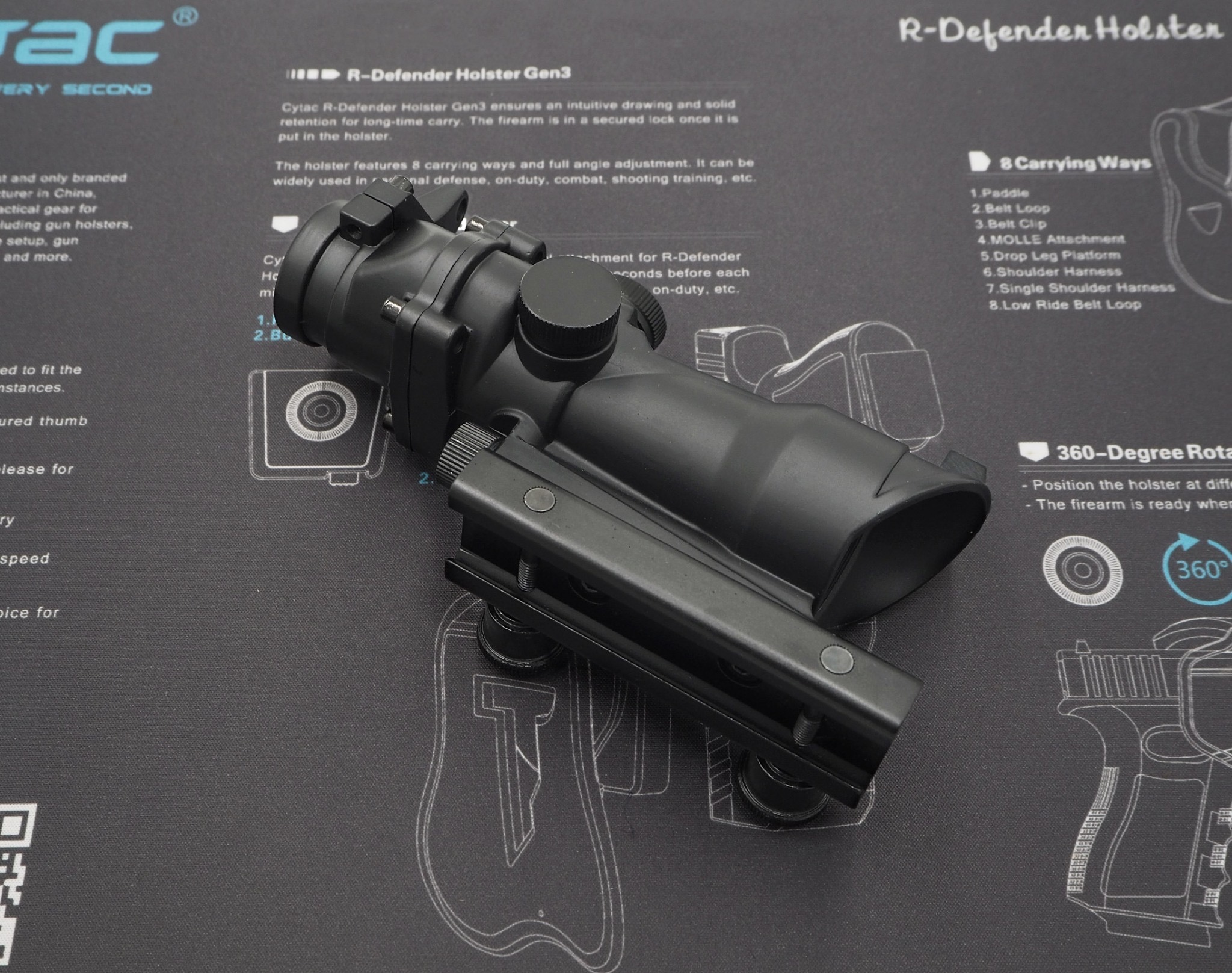 New.ดอท ACOG 1*32 ( ACOG 1*32 Red Dot ) ◾เฟรมผลิตจากอลูมิเนียมแข็งแรง ◾ดอทเล็ง ปรับได้ 2 สี แดง / เขียว ◾ปรับความเข้มดอทได้หลายระดับ ◾ปรับตำแหน่งดอท สูงต่ำ/ซ้ายขวา ได้ ◾ใช้ถ่าน LR936 * 3 ก้อน ◾ขาจับรางขนาด 20 mm. ◾ขนาด 7.5 * 15.5 cm.