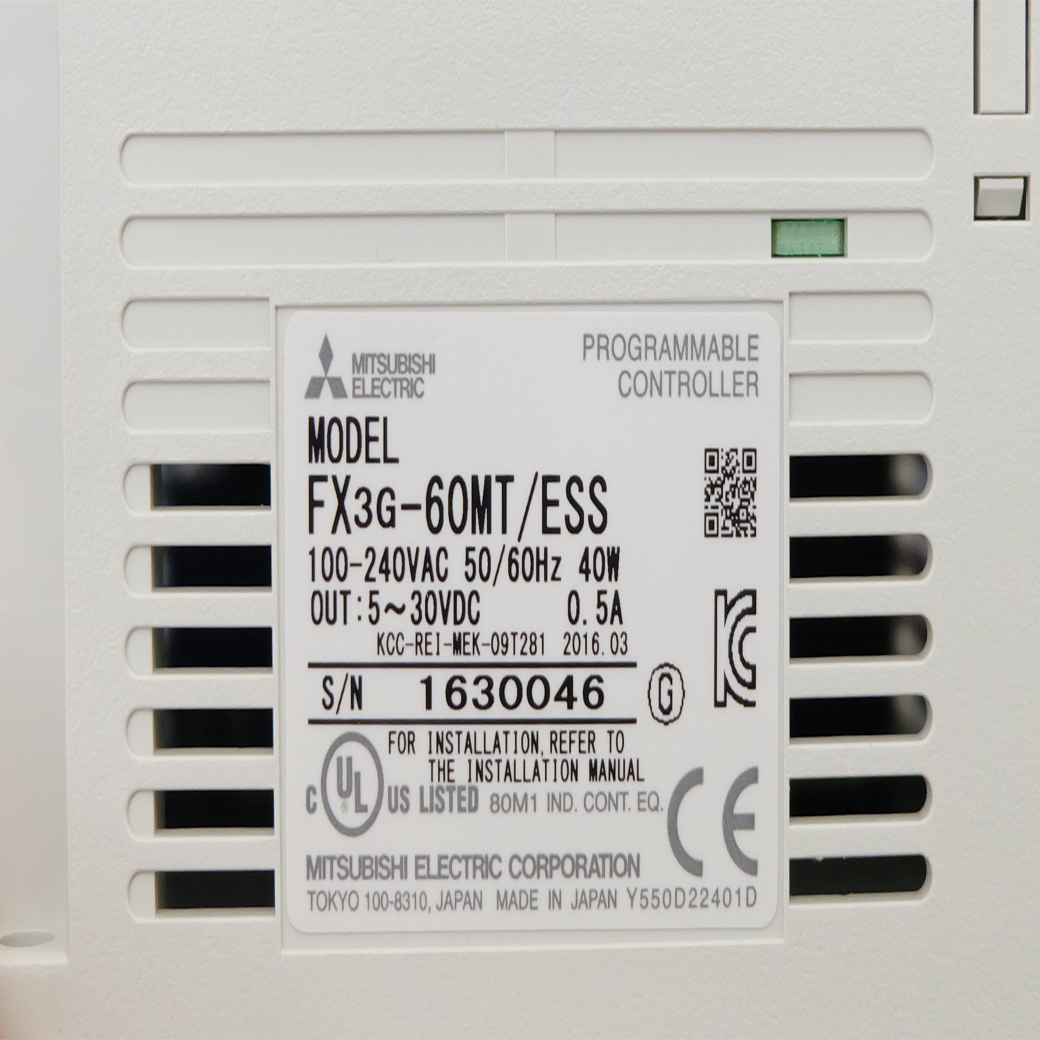 FX3G-60MT/ESS MITSUBISHI PLC, 220VAC Output Transistor PNP 36in 24out
