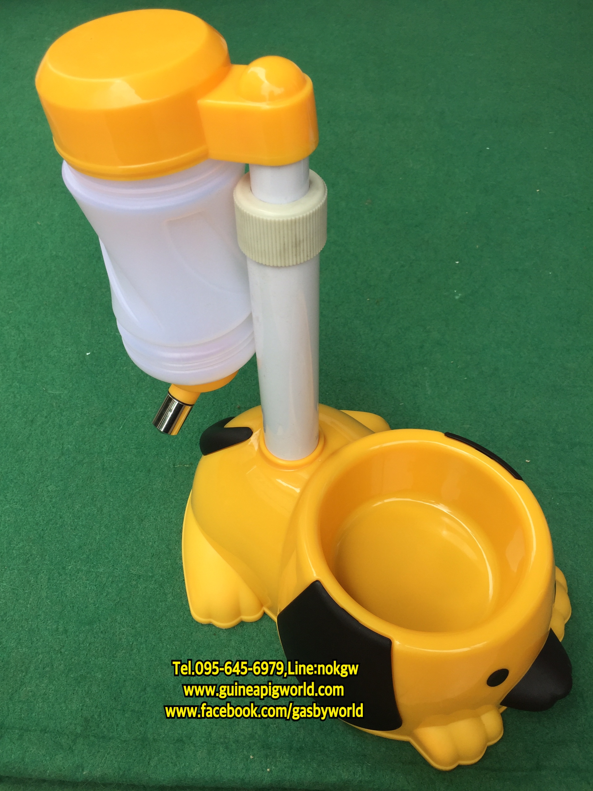 ชามอาหารและขวดน้ำตั้งพื้นรูปสุนัข(25.5x18.5x42cm.) เสาแขวนขวดน้ำปรับระดับสูงต่ำได้