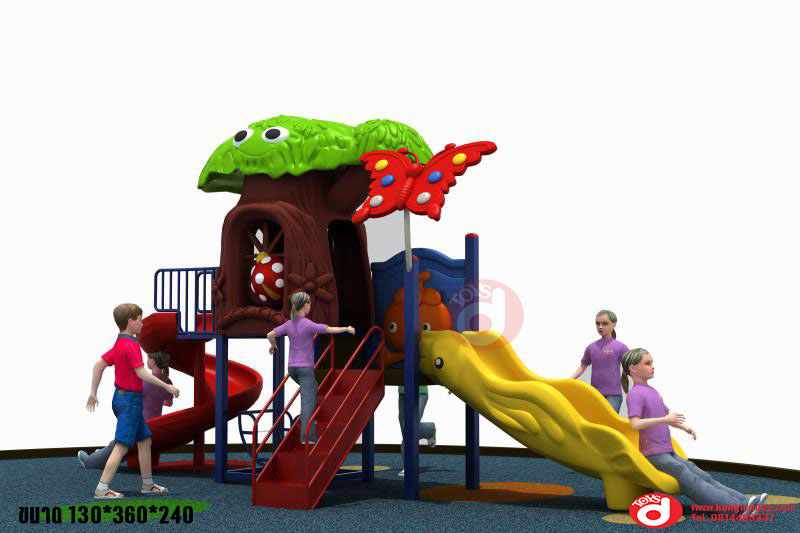 เครื่องเล่นสนามกลางแจ้ง เครื่องเล่นสนาม ชุดบ้านต้นไม้สไลเดอร์