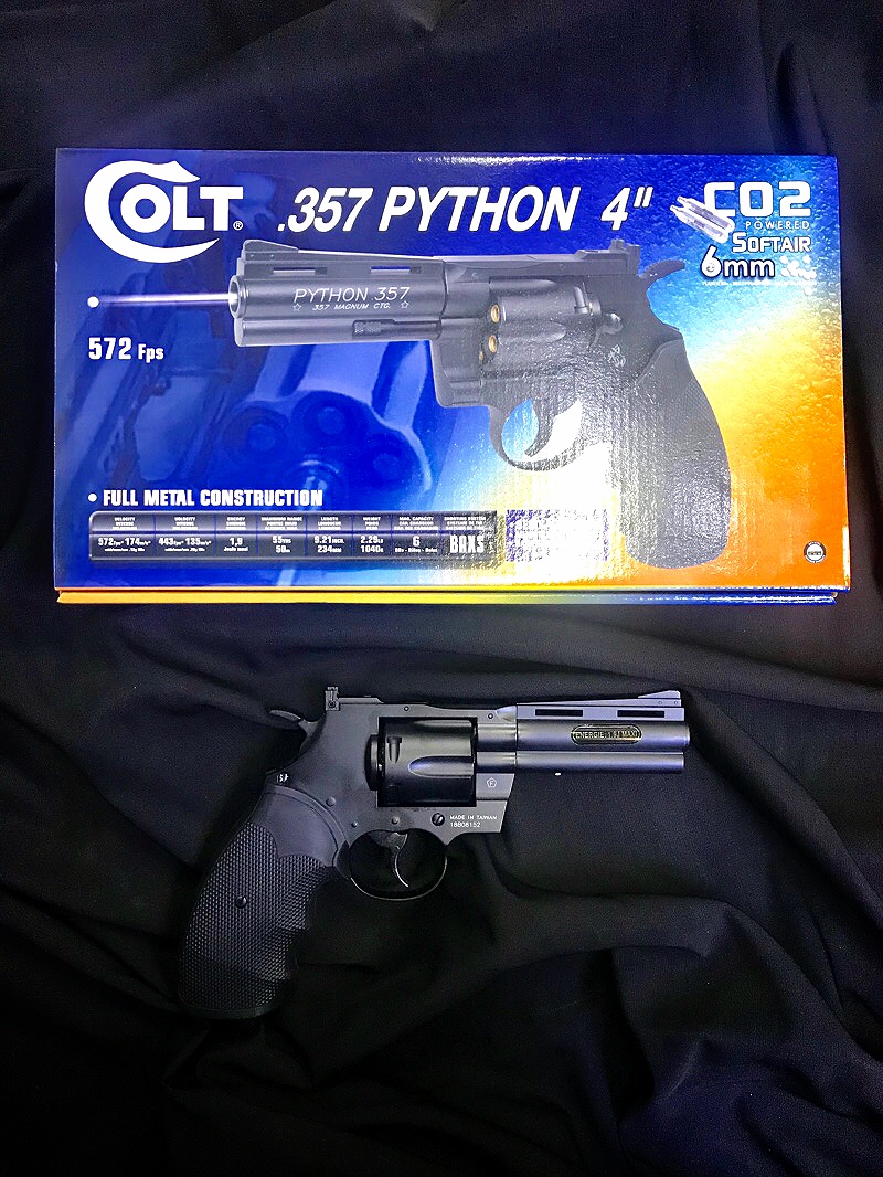 New !!! Python Full Metal .357 Magnum High Power Airsoft CO2 Revolver by Cybergun (Length: 4") https://youtu.be/NZ6PtEeIU4k Features: - Full metal construction - 6 revolver shells included - Double-action revolver trigger - Fixed front sight - Adjust