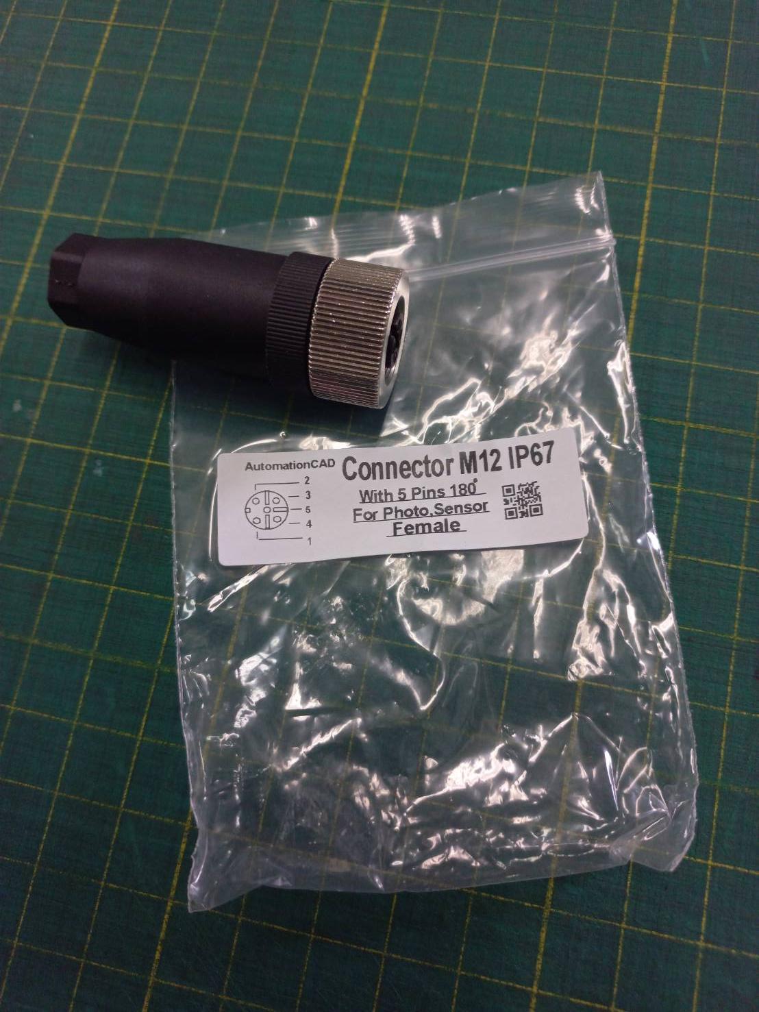 หัวคอนเนคเตอร์ M12 5Pins แบบตรง ตัวเมีย Connector