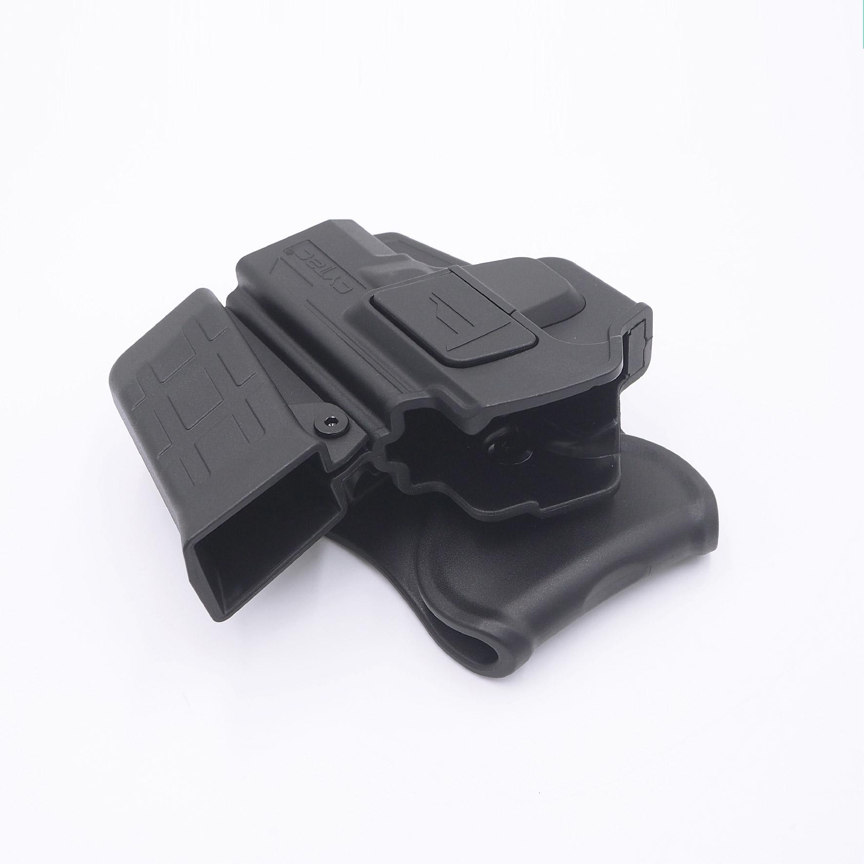 ซองพกนอกปลดนิ้วชี้ + แม็ก Cytac ⚓ ผลิตจากวัสดุ Polymer เกรดคุณภาพ ⚓ ซองถูกออกแบบให้ปลดล็อคนิ้วชี้ (Level 2) ใช้งานปลอดภัย ⚓ ด้านหลังเป็นเพลทเหน็บเข็มขัด ชนิดพิเศษ มีแผ่นยางเสริม เพิ่มความหนืด ⚓ สามารถถอดเพลทเหน็บออก เพื่อใช้กับ