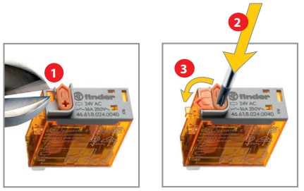 RELAY finder coil 24VDC มี LED รีเลย์ 2CO DPDT 8A 2Poles
