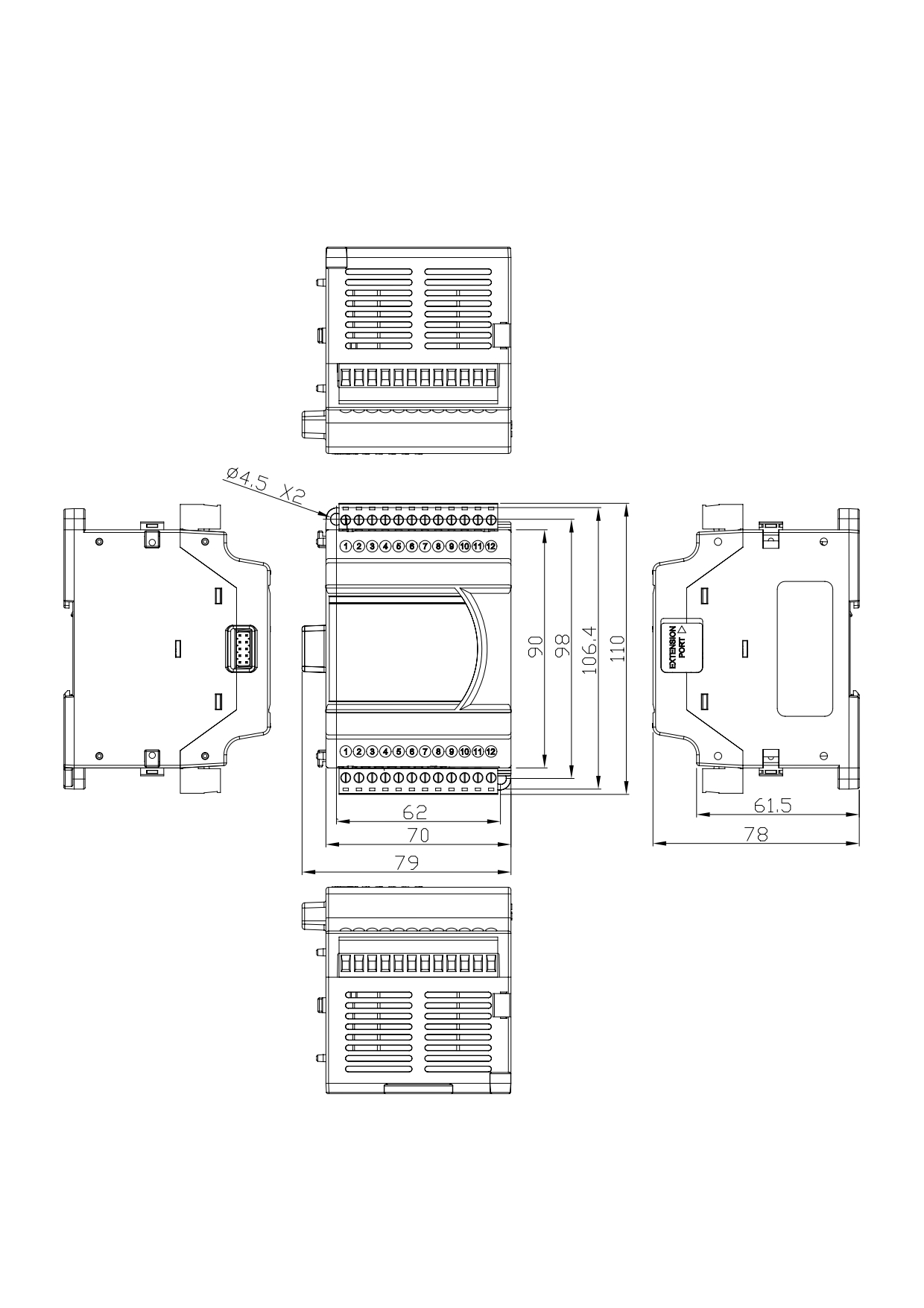 DVP04AD-E2 Delta 4CH Analog In Module สำหรับซีรีส์ DVP-ES3/ES2/EX2