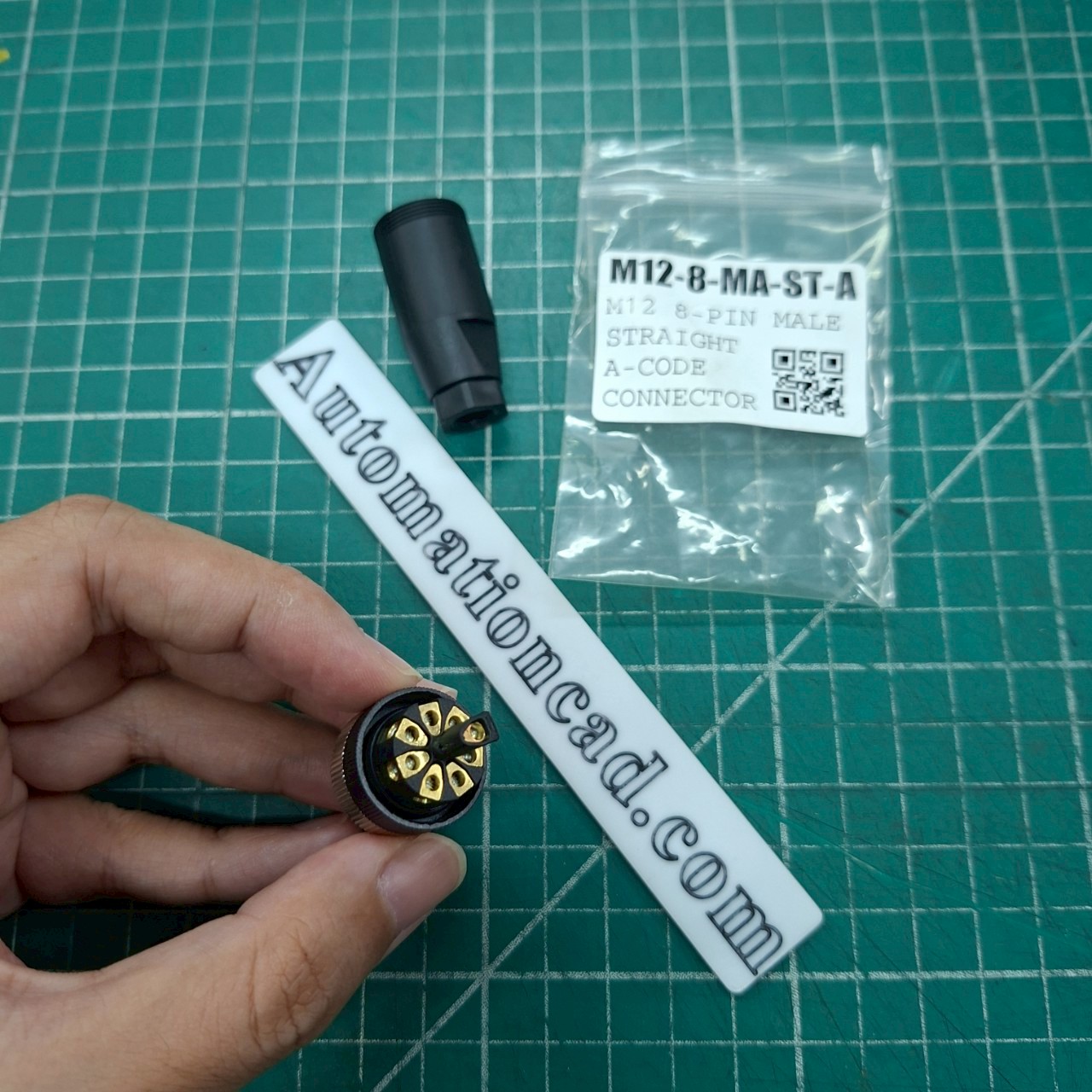 หัวคอนเนคเตอร์ M12 8Pins แบบตรง ตัวผู้ Connector