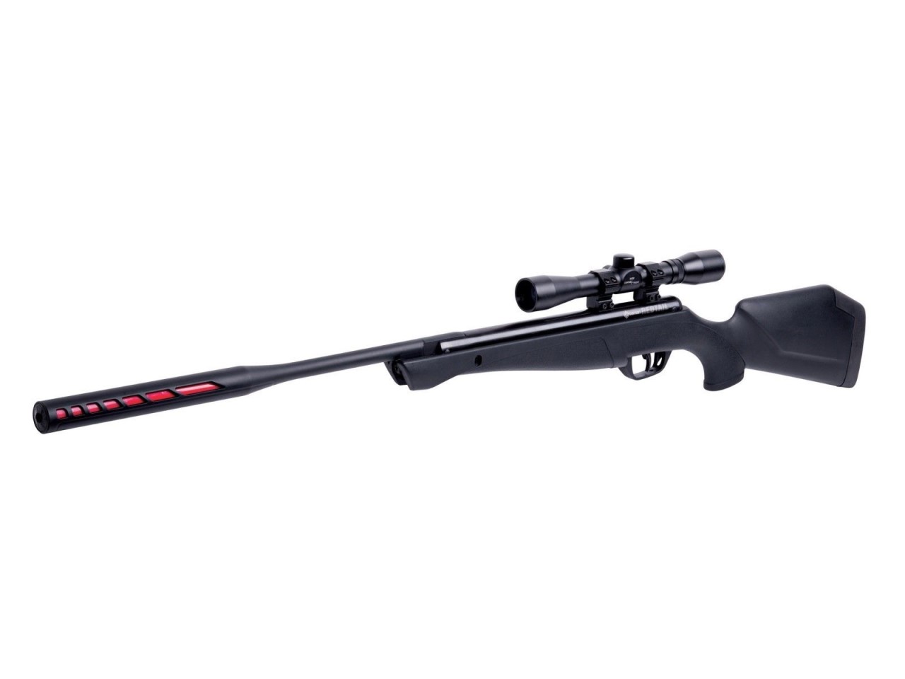 Crosman Redtail air rifle [หักลำ no.2] Nitro Piston (gas-piston powerplant) Breakbarrel Single-shot Rifled steel barrel 2-stage adjustable trigger Dovetail mounting rail Sound suppressing baffle system Includes CenterPoint Optics 4x32mm scope https://yout