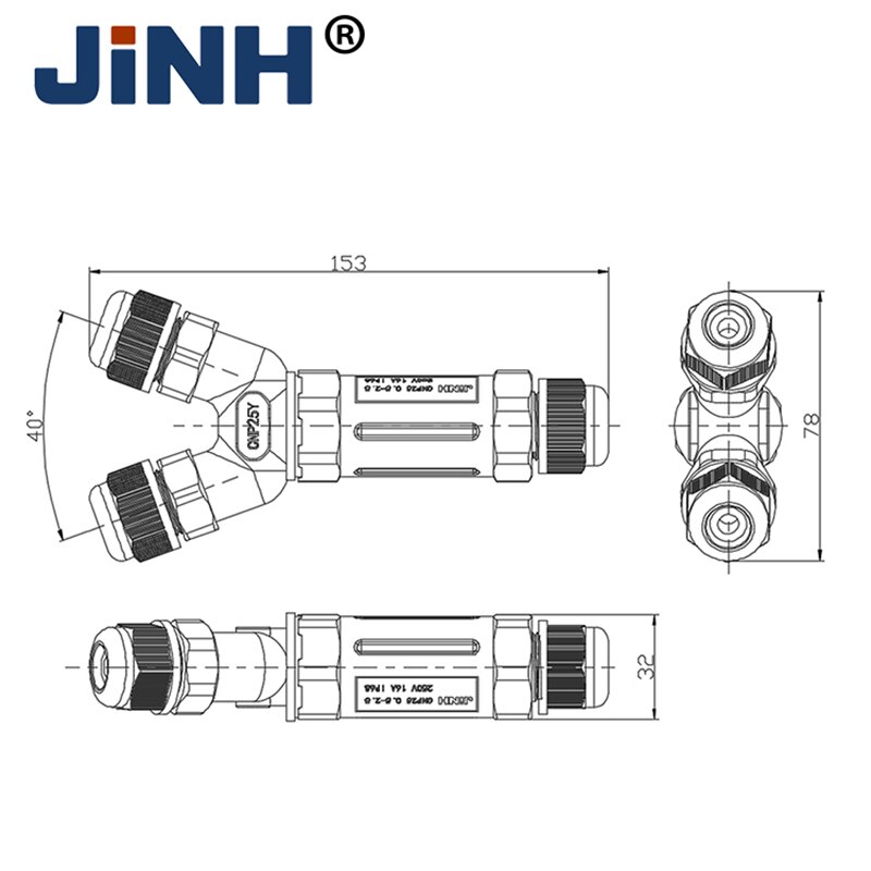 ข้อต่อสายไฟกันน้ำ แบบตัว Y 3P ใช้กับสายไฟฟ้า เบอร์ 0.5 ถึง 2.5 mm² แบบขันน็อต