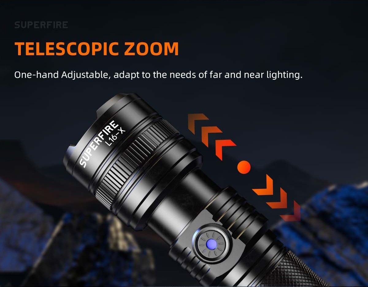 (loud volume) สินค้าใหม่ค่ะ 🔥 ไฟฉาย Supfire รุ่น L16-T 🔦 ตัวเรือนผลิตจาก 6061-T6 aviation aluminum 🔦 หลอด CREE XPE LED 15W 🔦 ความสว่างสูงสุด 900 Lumens 🔦 ระยะส่องสว่าง 300 เมตร Zoom ได้ 🔦 ใช้งานได้ยาวต่อเนื่