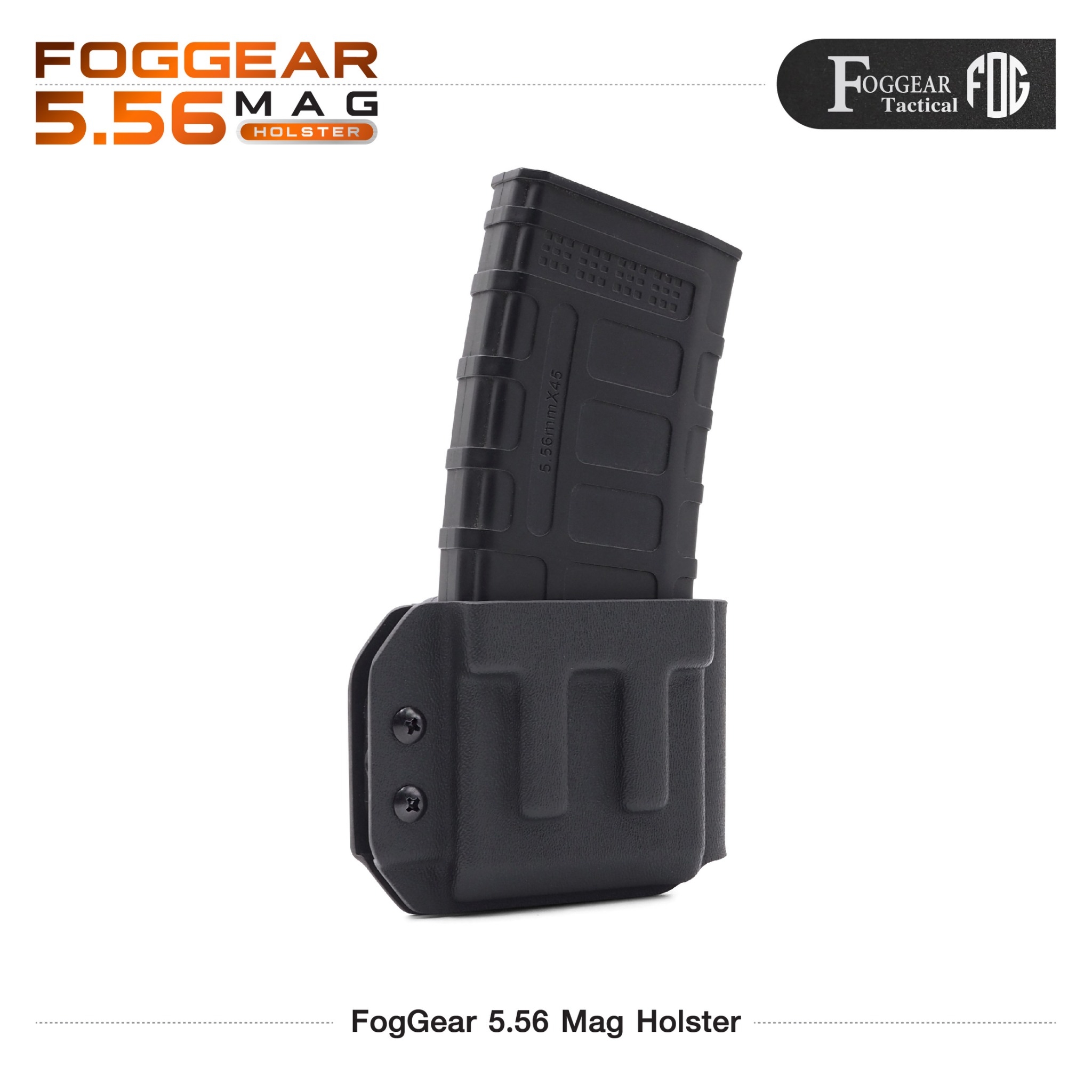 New.FogGear 5.56 Mag Holster ⭕ซองผลิตจาก Kydex เกรดคุณภาพ ⭕ช่องสำหรับใส่แม็ก 5.56 * 1 ⭕มีขากระเดื่องสำหรับปรับความกระชับ ⭕ขากระเดื่องถอดได้ ใส่ลูกยางแทนที่ได้ ⭕ตัวล็อค Teklok ปรับระดับเข็มขัดได้สูงสุด 2.4" ⭕ Teklok สามารถปรับองศาในการใช้งานได้