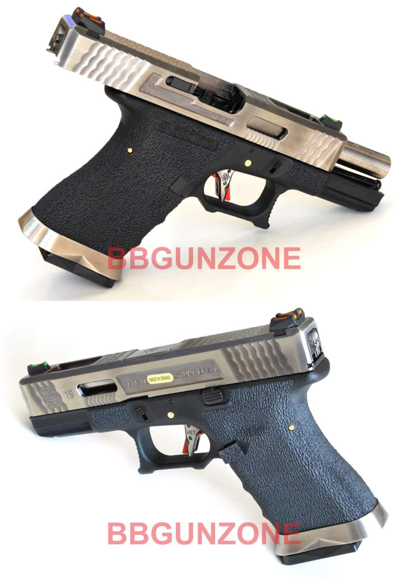 Glock19 T7 Gen4 สไลด์เงิน ท่อเงิน เฟรมดำ WE