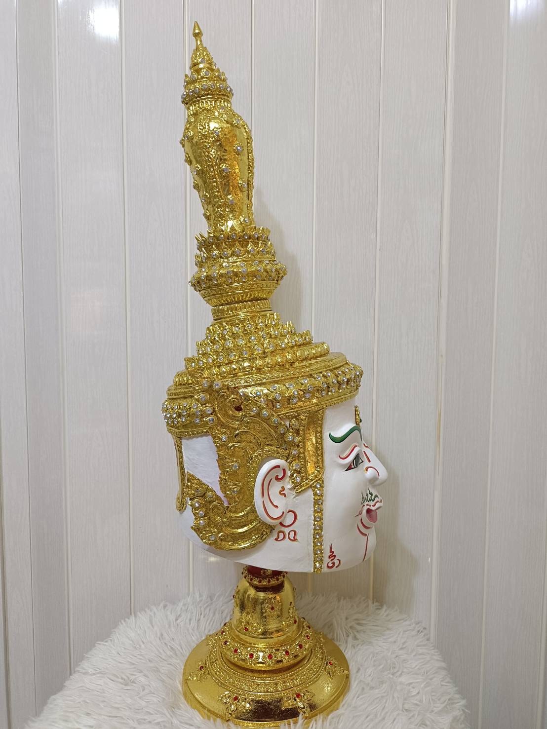 เศียรครู พระอิศวร ขนาดครอบ พร้อมฐานไม้อัดสีแดงฟรี