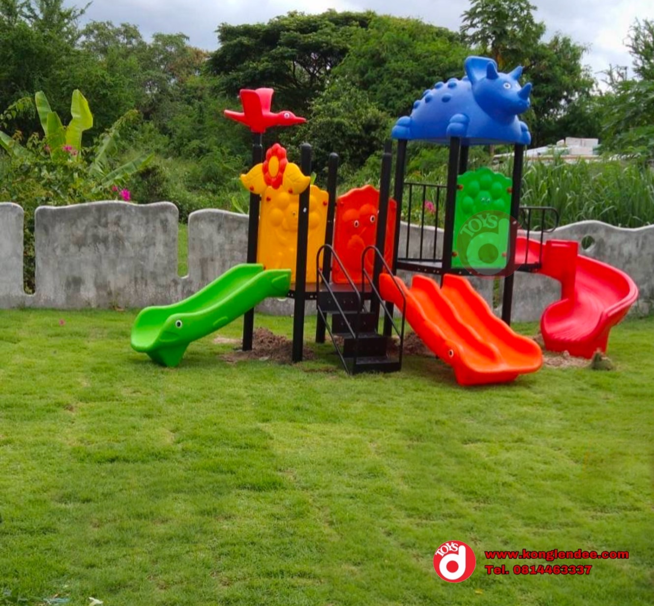 เครื่องเล่นสนาม ชุุดไดโนเสาร์สามสไลเดอร์