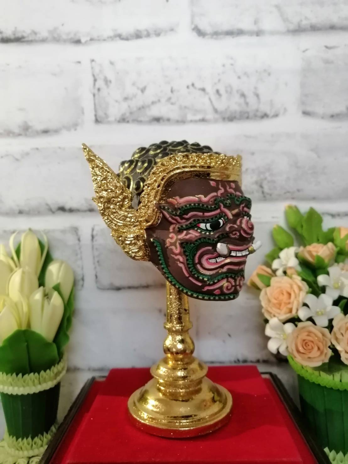 พระพิราพ ขนาดกลาง เรซิ่นปิดทอง พร้อมฐานปิดทอง