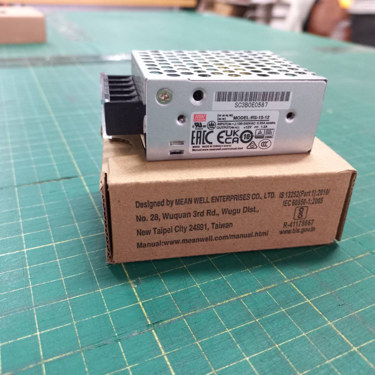 POWER SUPPLY 12VDC 15.6W MEANWELL พาวเวอร์ซัพพลาย 1.3A 12VDC