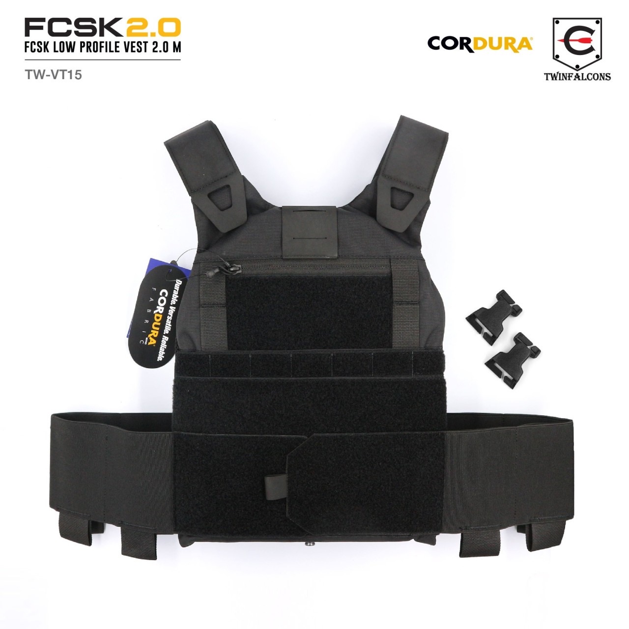 FCSK 2.0 Plate Carrier ( Twinfalcons ) [ TW-VT15 ] ♠ Delustering Cordura 500D ♠ Easily adapted with MK3 , MFC2.0, other front panels ♠ Adjustable Cordura Hypalon Shoulder strap ♠ Adjustable Elastic cummerbund accommodates 5.56,