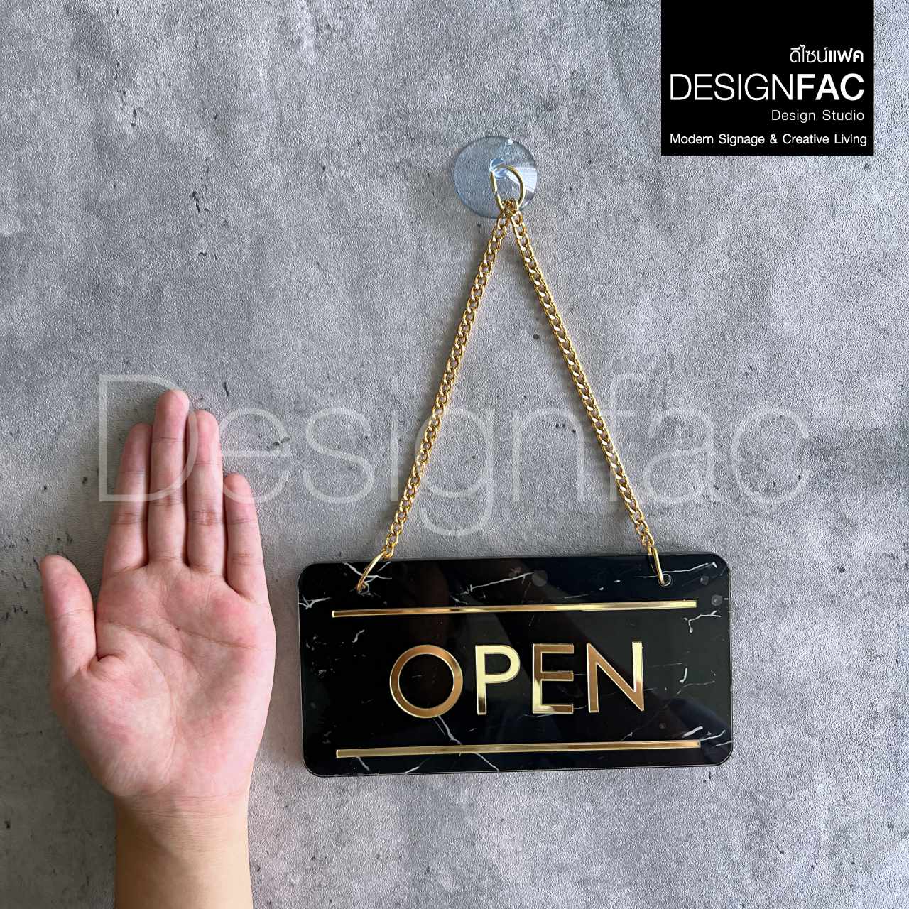 ป้ายเปิดปิดร้าน OPEN CLOSED ป้ายแขวนหน้าร้าน ป้ายอะคริลิคลายหินอ่อน หรูหรา สไตล์มินิมอล