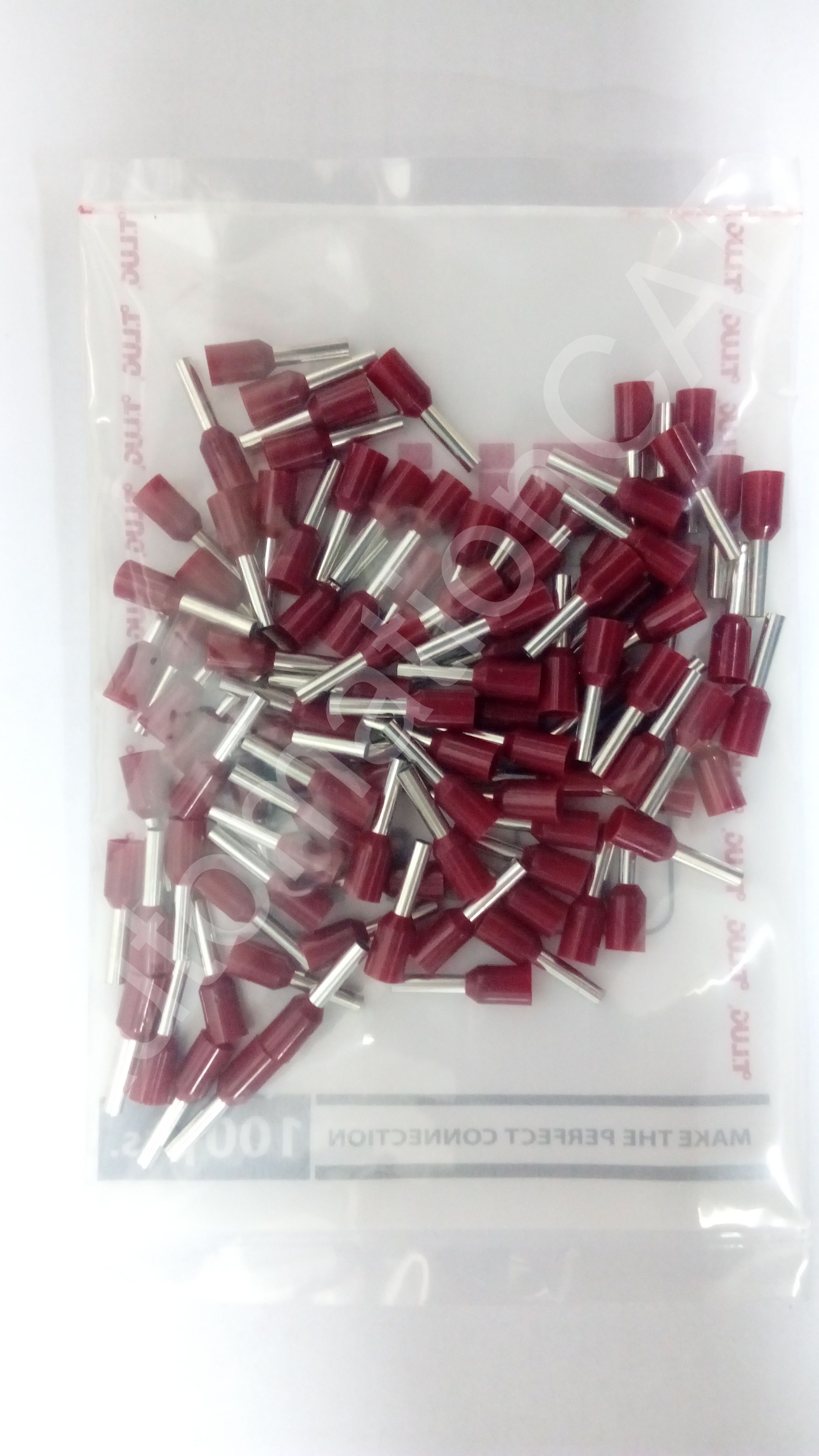ข้อต่อย้ำปลายสาย แบบเดี่ยวหุ้ม สีแดง CE1.0-8 TLUG ใช้กับสายไฟ 1.0sq.mm (100 ชิ้น/ห่อ)