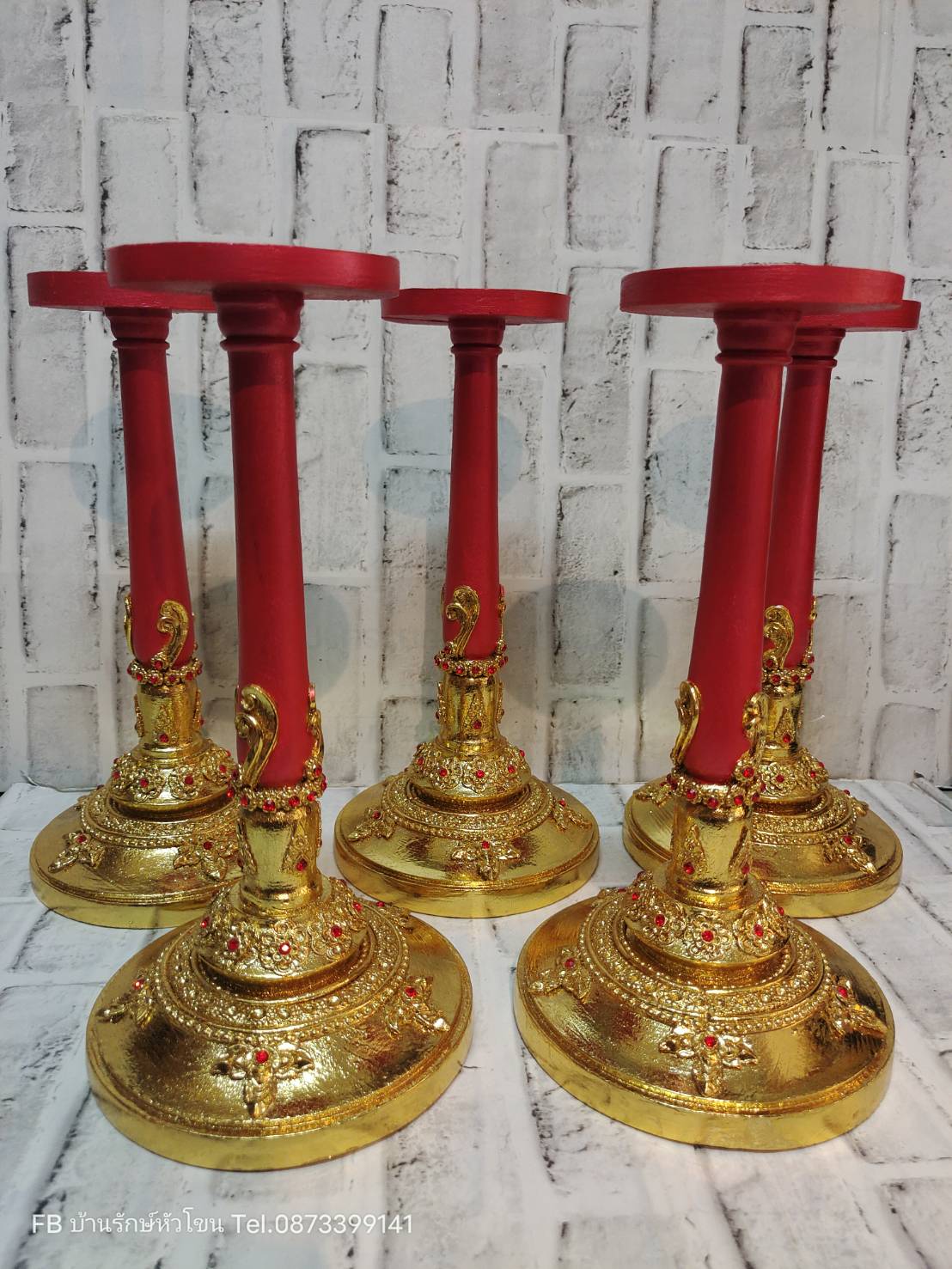 ชฎานาง ประดับกระจก ขนาดสวมหัว พร้อมฐานไม้สีแดงฟรี