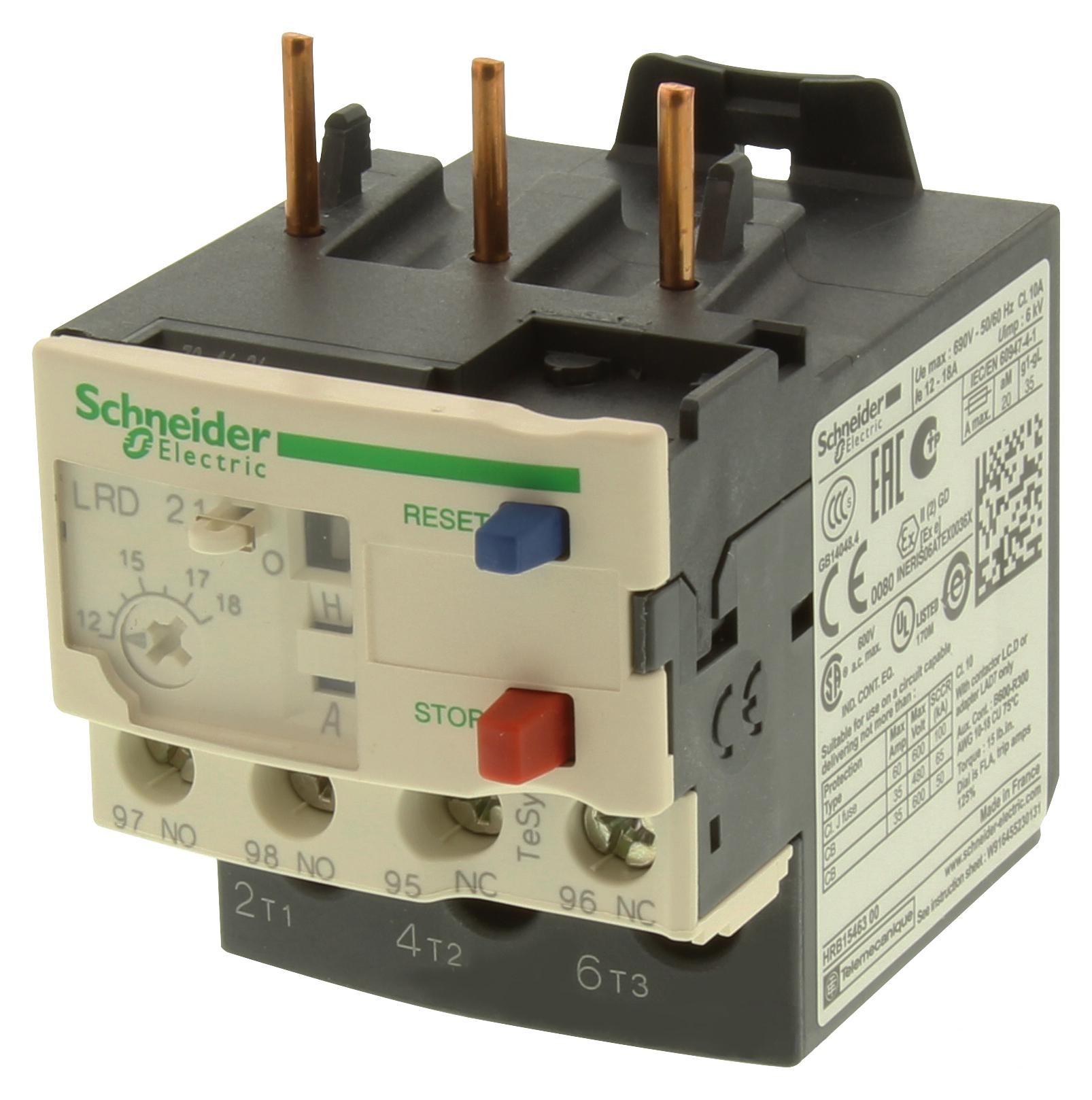 เทอร์มอล โอเวอร์โหลดรีเลย์ SCHNEIDER TeSys LRD 3P รุ่น LRD21