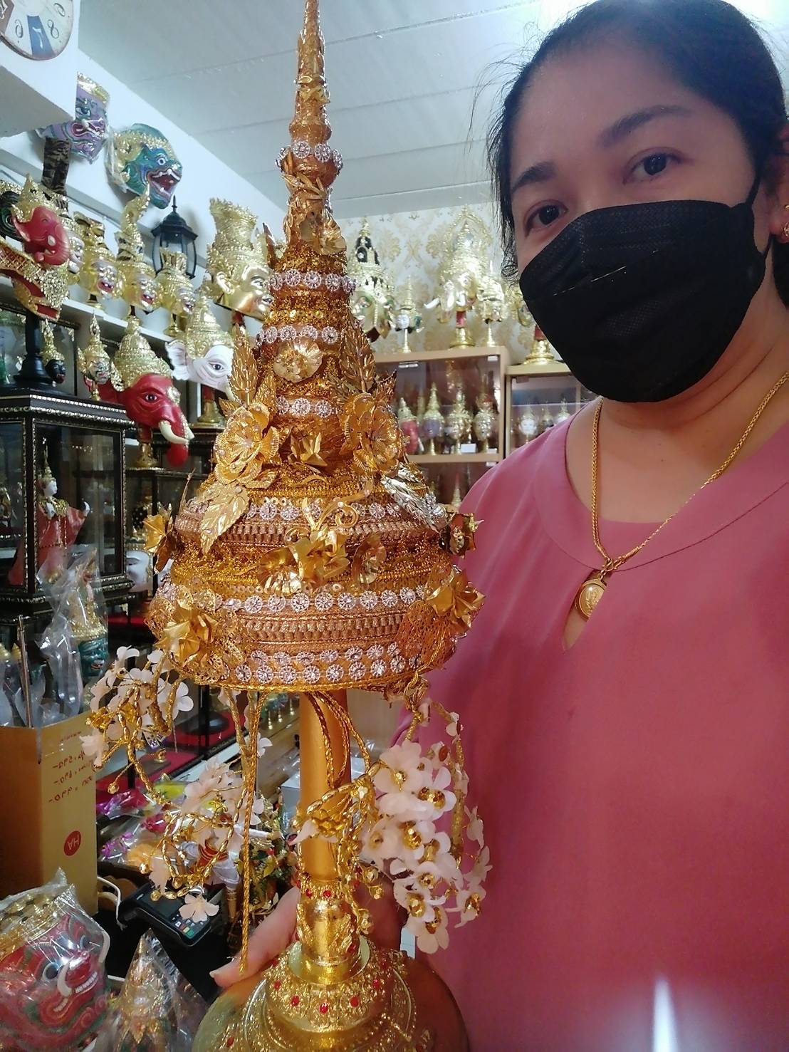 รัดเกล้า งานประดับตกแต่งแฟชั่น วัสดุเกรดดี พร้อมฐานทองตีลายประดับเพชร