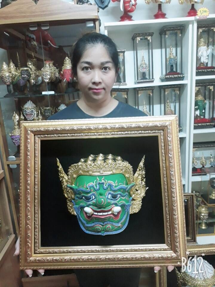 หัวโขนยักษ์ ติดผนัง พร้อมกรอบลายไทย