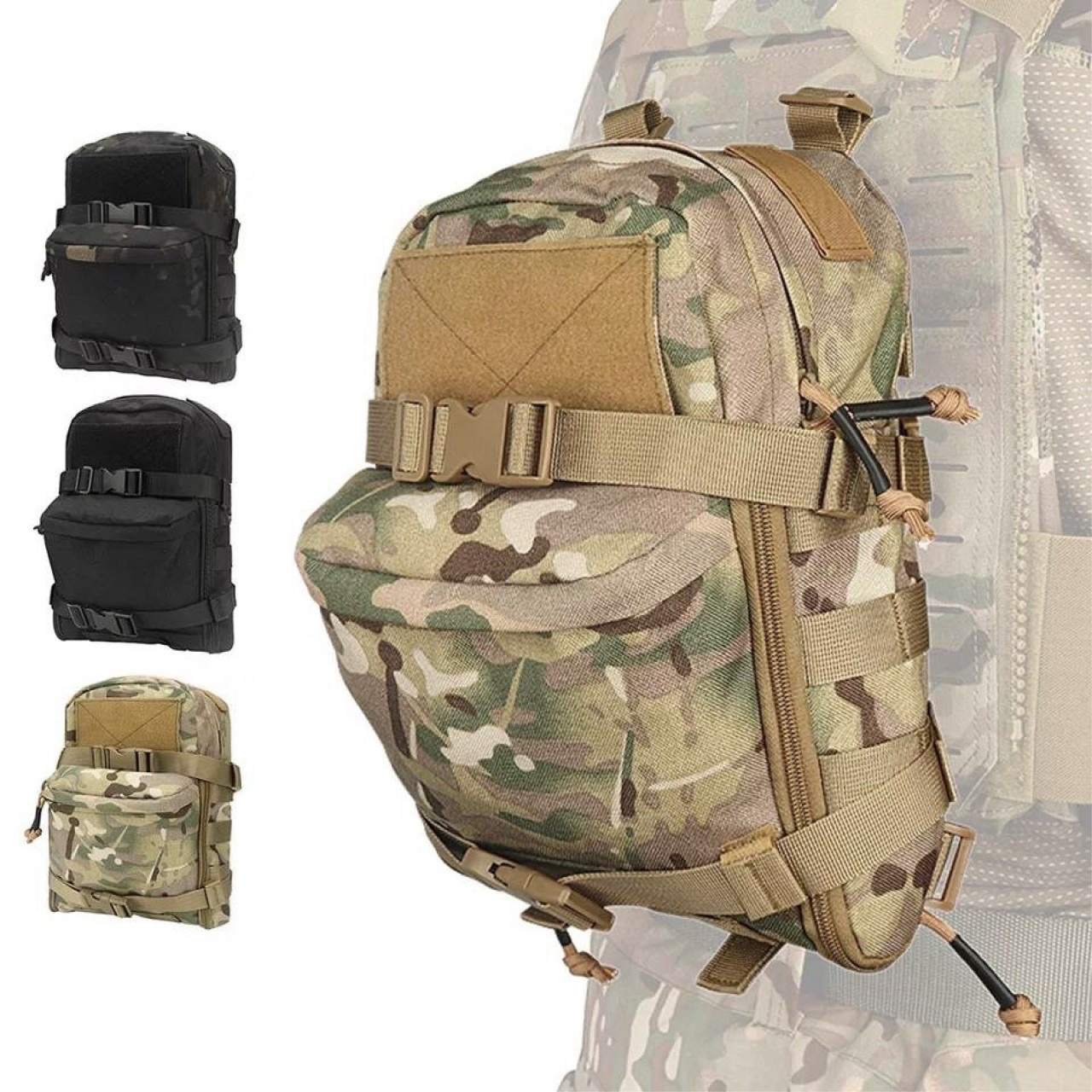 New.กระเป๋าติดเวส MHP ( Mini Hydration Pack ) 🍁 ผลิตจากผ้า Cordura 500D 🍁 2 ช่องกระเป๋า Zip เปิดกว้าง 🍁 มีช่องลอดสายถุงน้ำด้านบน 🍁 มีแผ่น Velcro ด้านหน้า สำหรับติด Patch (แผ่นเปิดข้าง สำหรับใส่สิ่งของได้) 🍁 มีสายรัด