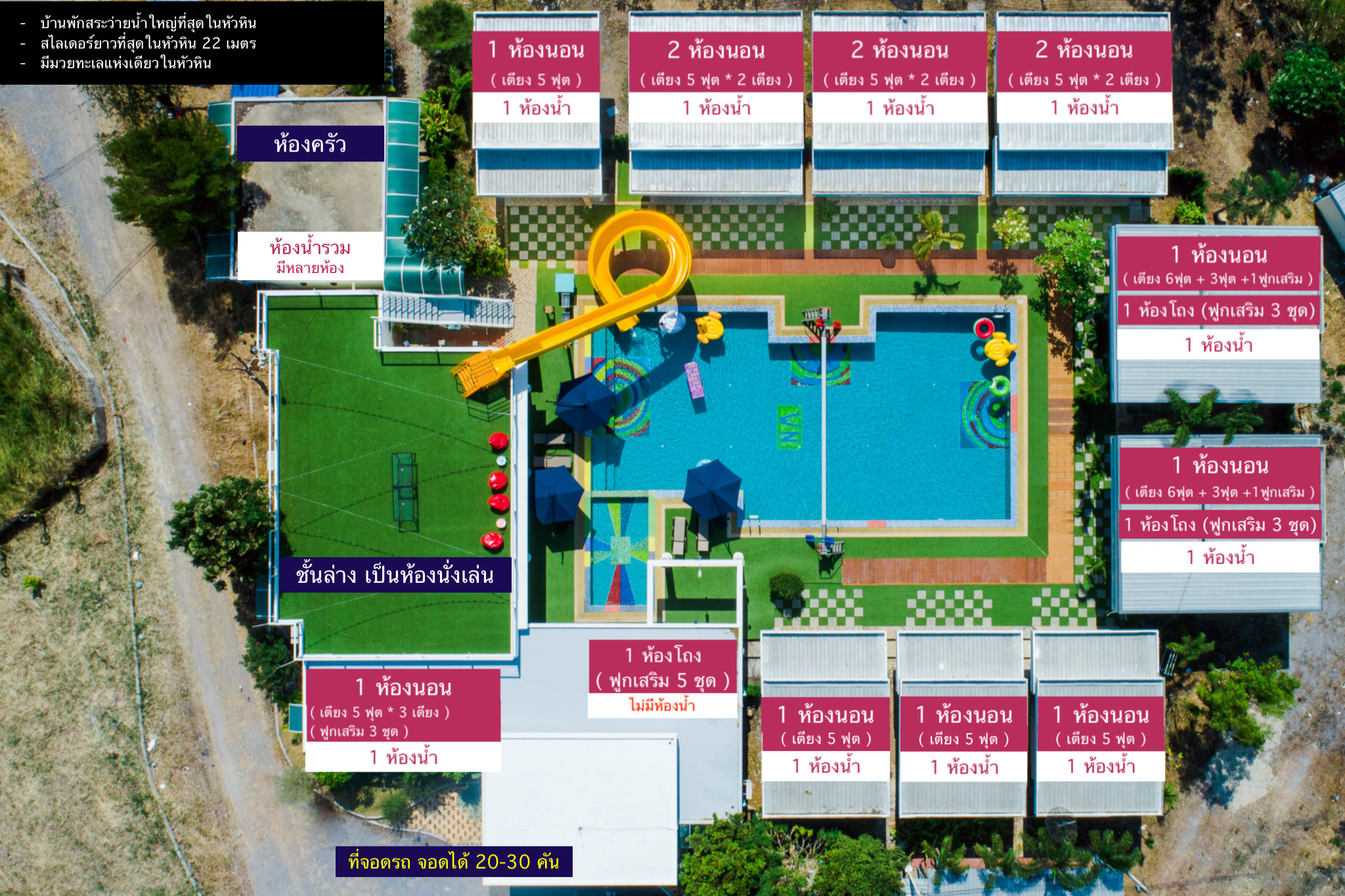 HR14001 บ้านพักหัวหิน บ้านไจแอนท์ พูลวิลล่า